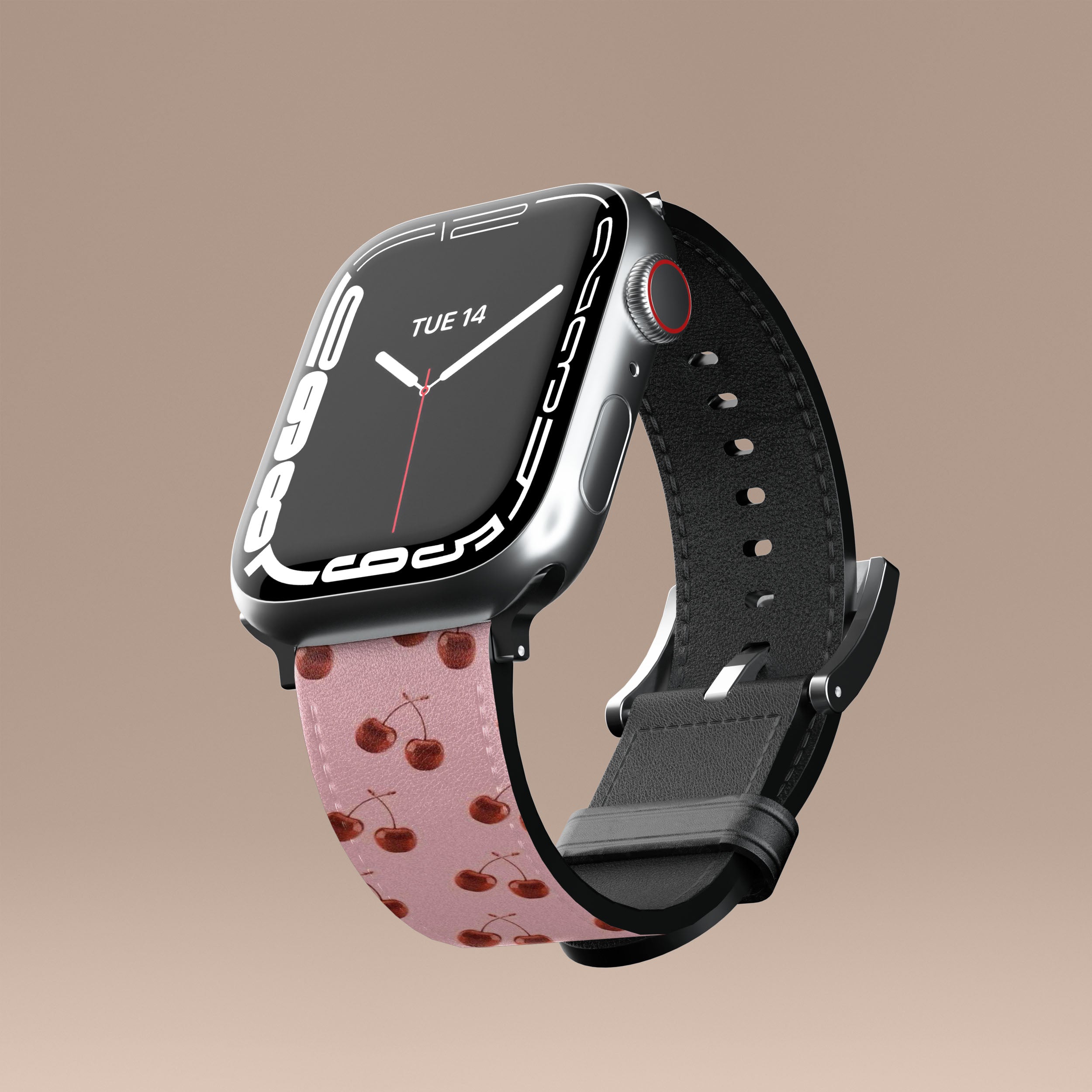 Premium Cherry Bliss Apple Watch Band - Soft Silicone Replacement Strap for Apple Watch Series 9/8/7/6/SE/5/4/3 - Stylish & Comfortable for Workouts, Running & Everyday Wear