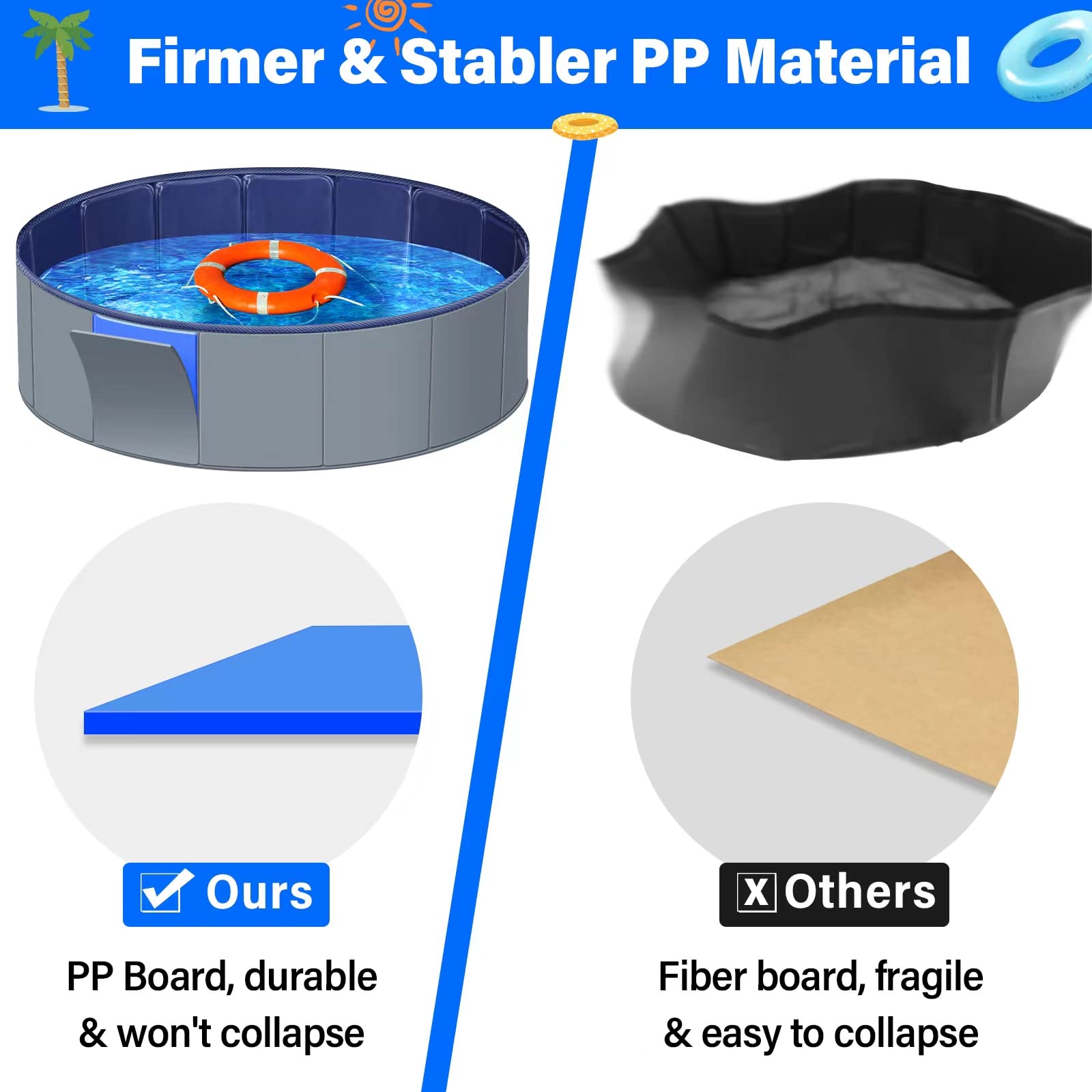 Foldable Dog Pool for Large Dogs - 63