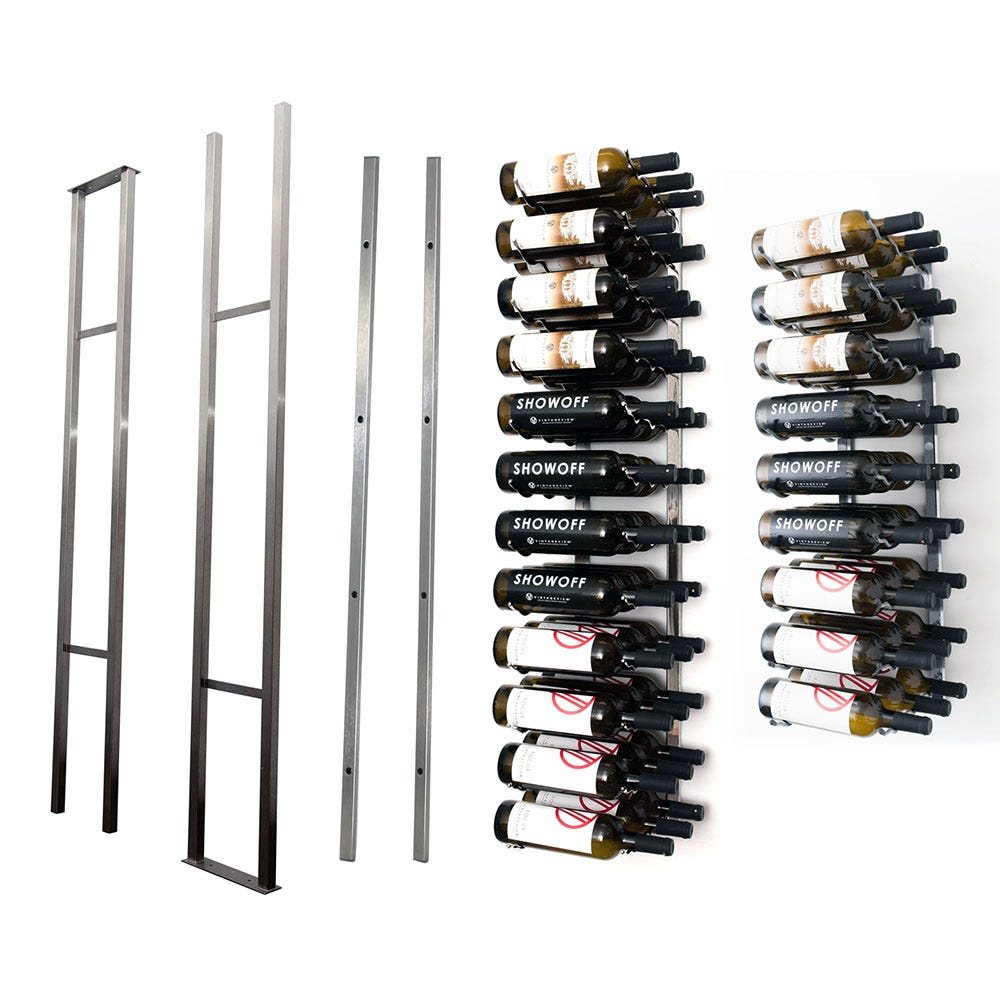 W Series 1-Sided Floating Wine Rack Kit - Holds 63 Bottles | Wall-Mounted Wine Storage Solution for Home, Bar & Restaurant Decor