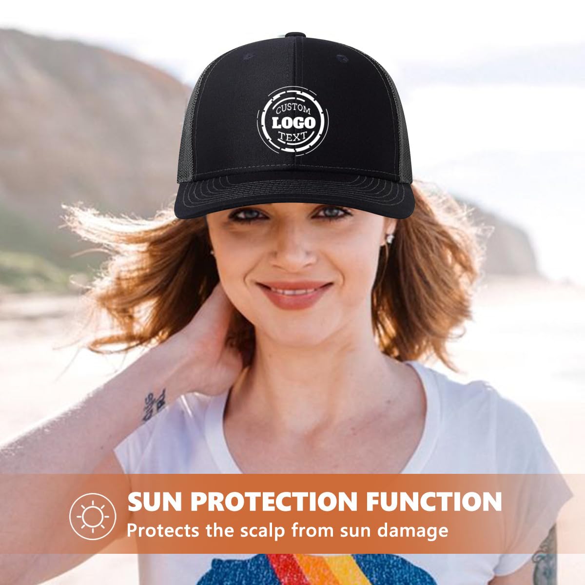 Custom Trucker Hats for Men & Women - Bulk Personalized Baseball Caps with Logo/Text/Photo - Design Your Own Promotional, Team or Fashion Hat for Events, Sports & Outdoor Activities