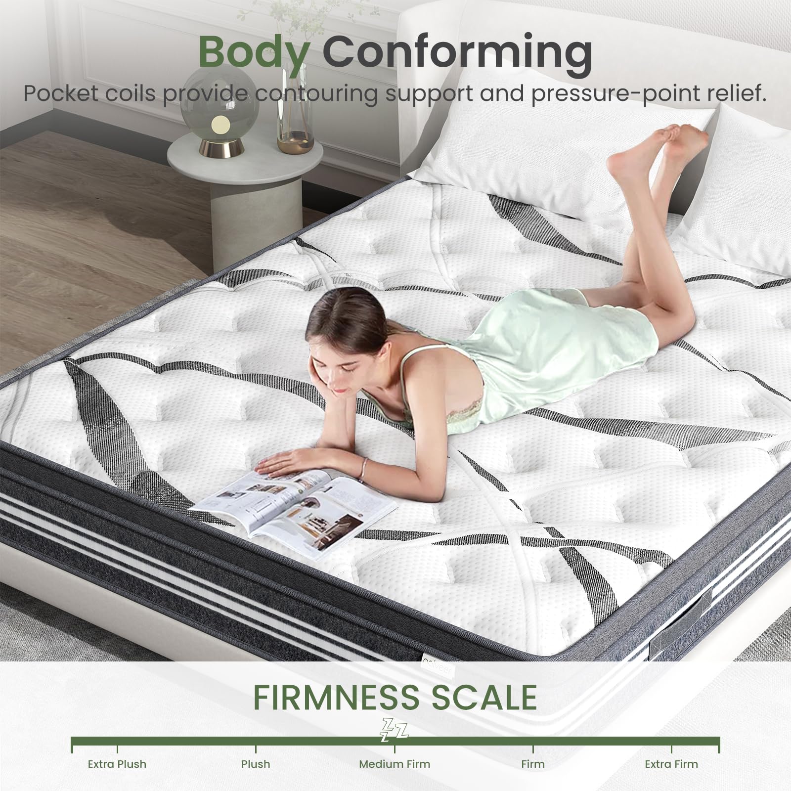 Naiveer 10 Inch Queen Hybrid Mattress - Memory Foam & Innerspring, Medium Firm Support for Back Pain Relief, CertiPUR-US Certified, Bed in a Box - Perfect for Guest Rooms, Master Bedrooms & Pressure Point Relief