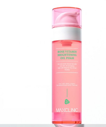 MAXCLINIC Rose Vitamin Brightening Oil Cleansing Foam 110g - Gentle Face Wash for Glowing Skin, Hydrating & Brightening Facial Cleanser - Perfect for Daily Skincare Routine & Makeup Removal