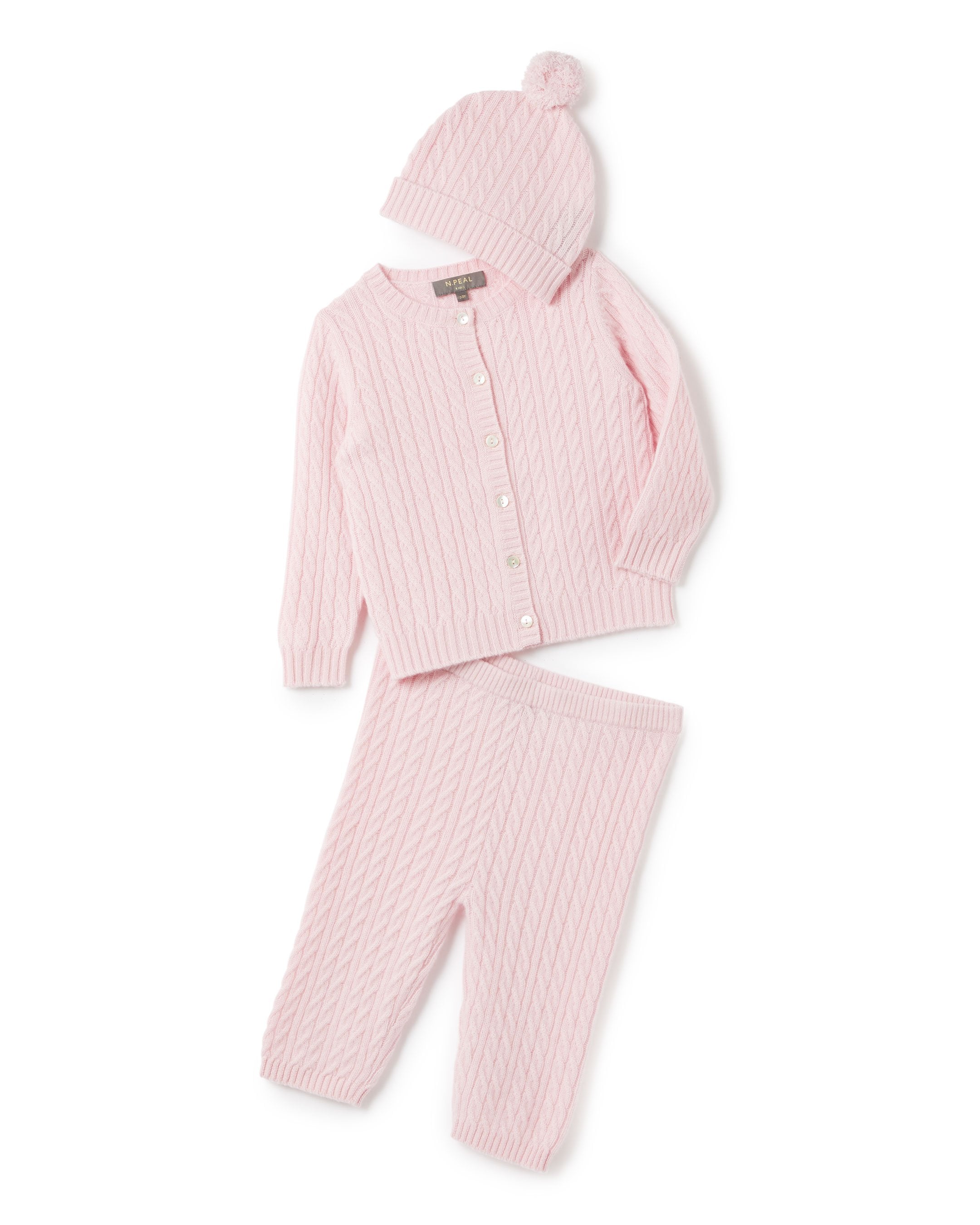 Luxury Cashmere Cable Knit Hat for Women - Soft & Warm Winter Beanie in Pale Pink - Perfect for Outdoor Activities & Cold Weather Fashion