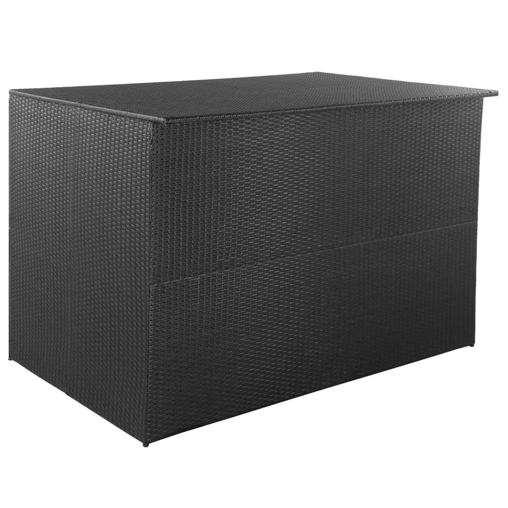295 Gallon Rattan Garden Storage Box - Outdoor Deck Storage Container for Patio Cushions, Pillows, Garden Tools & Pool Toys | Black Poly Rattan (59