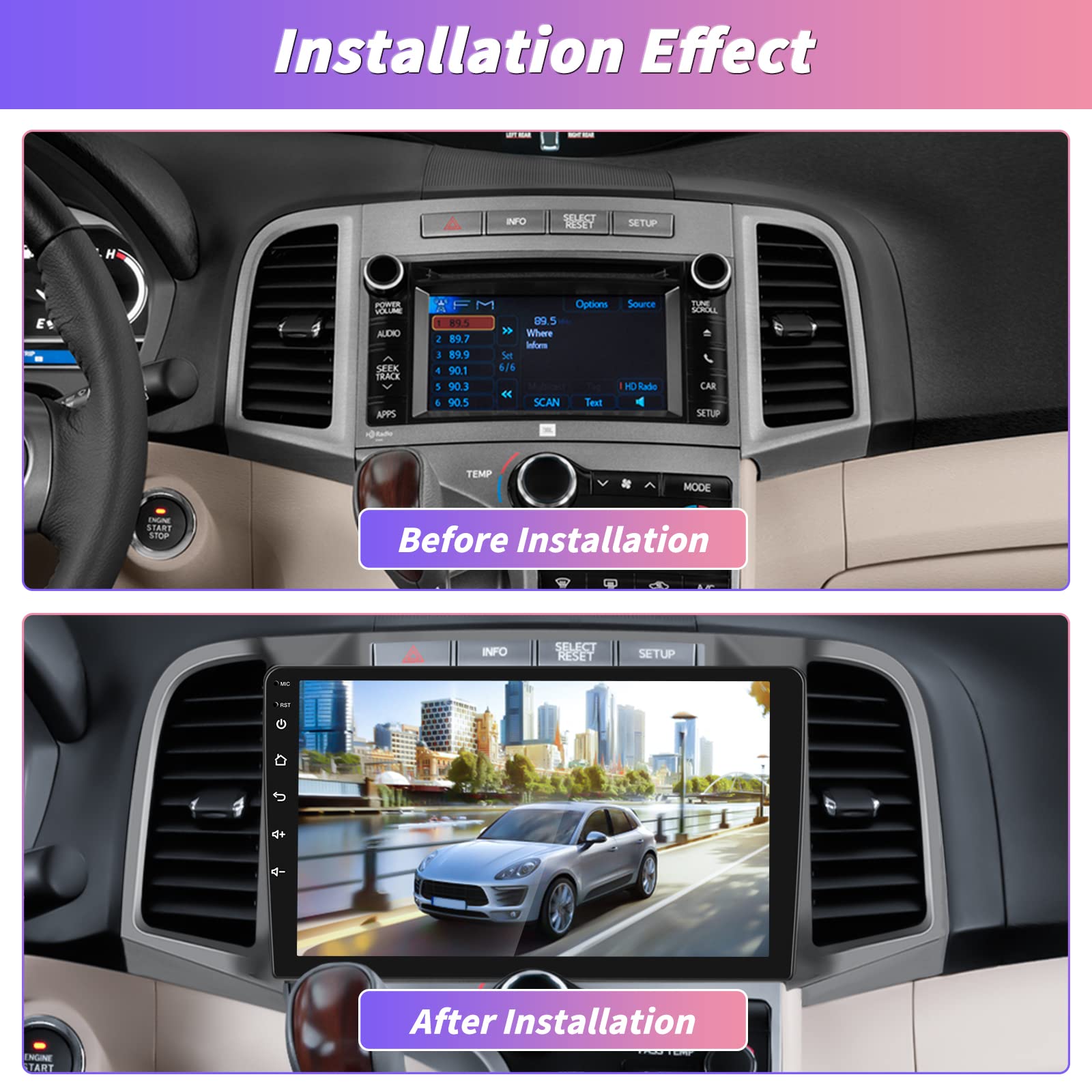 Roinvou 9 Inch Android 13 Car Stereo for Toyota Venza 2009-2016 - 2GB RAM 64GB ROM, Wireless CarPlay & Android Auto, IPS Touch Screen, Bluetooth, GPS, WiFi, Steering Wheel Control, HiFi Sound with AHD Backup Camera - Perfect for Commuting, Road Trips & Hands-Free Navigation