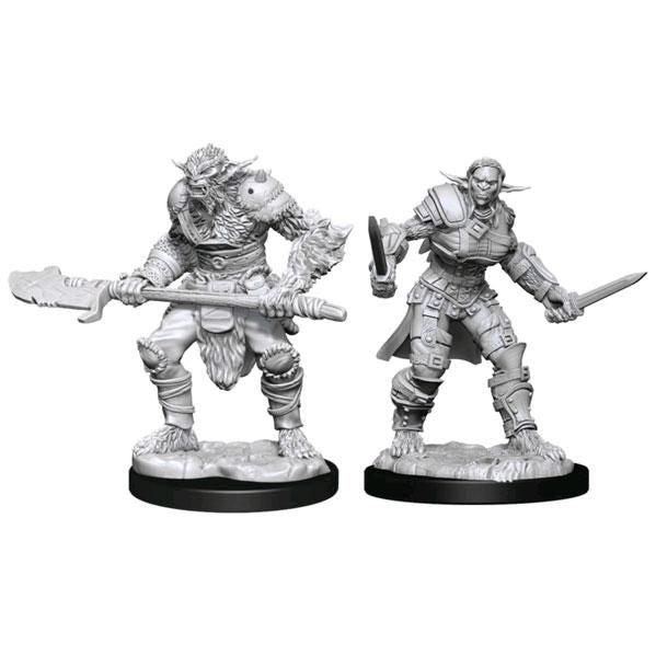 D&D Miniatures - Nolzurs Marvelous Miniatures Bugbear Male Barbarian & Female Rogue Set for Tabletop RPG Gaming & Dungeons & Dragons Campaigns