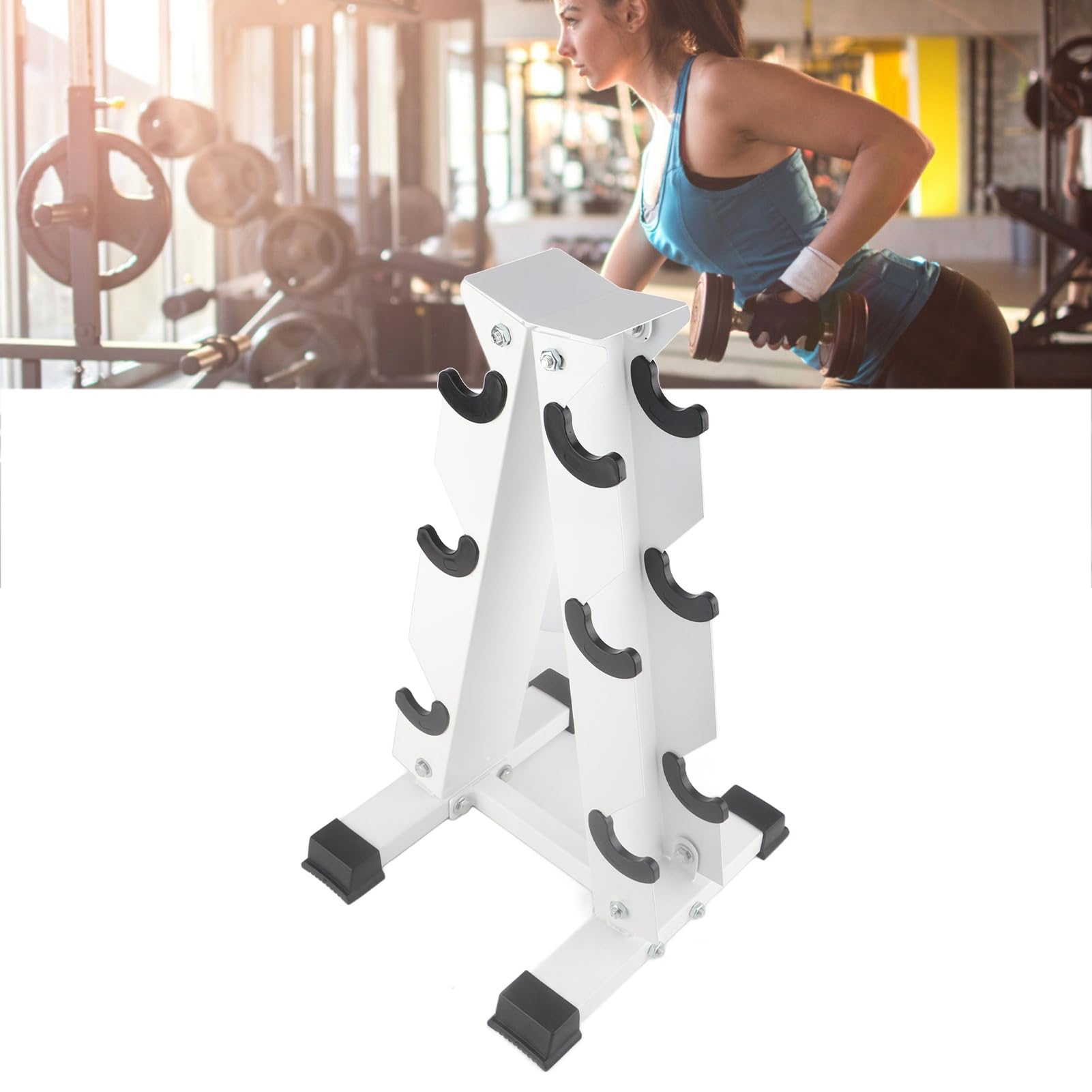 VGEBY 3-Tier A-Frame Dumbbell Rack Stand - Heavy Duty Weight Storage Organizer for Home Gym Equipment - Perfect for Dumbbell Organization in Garage, Basement & Fitness Studios