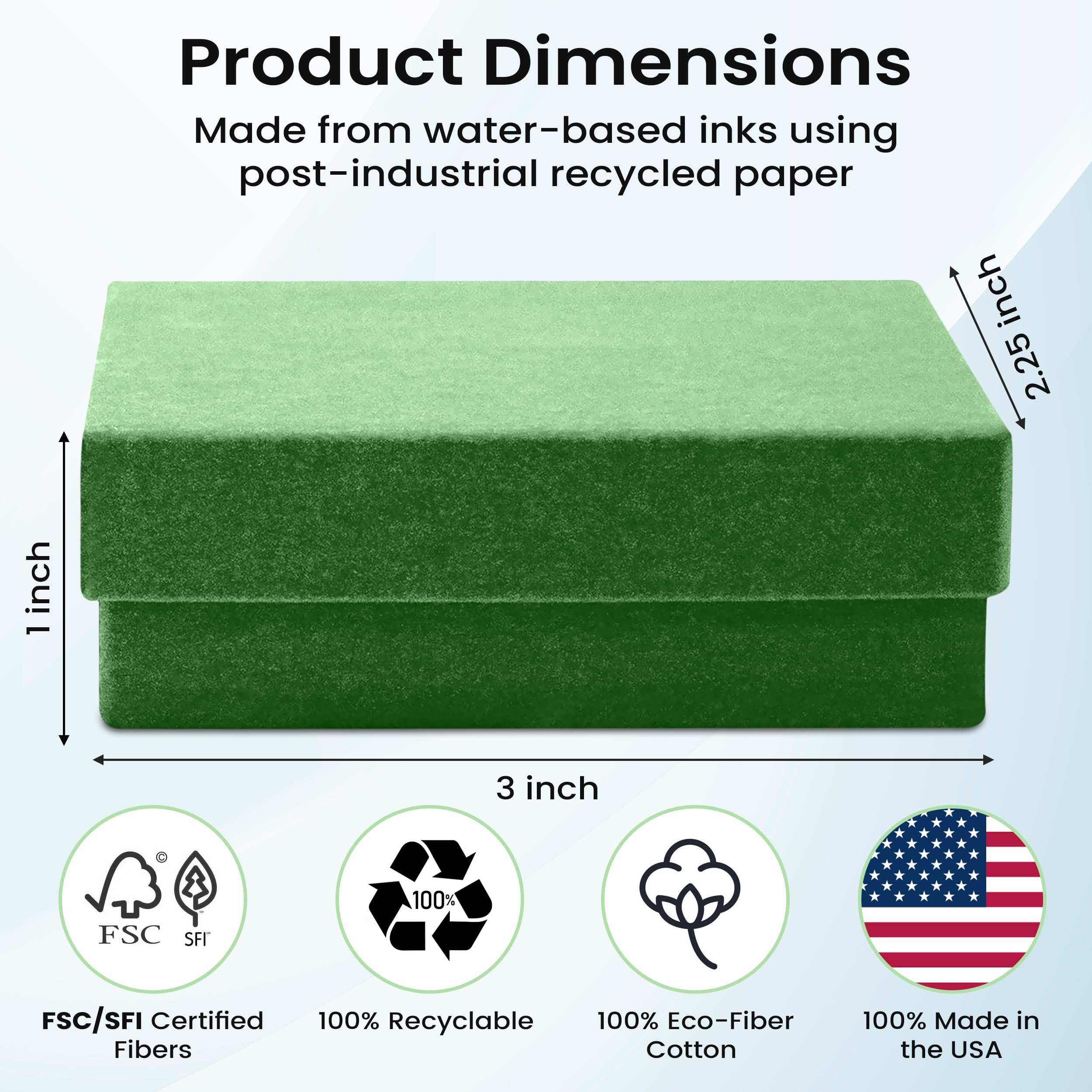 20 Pack 3x2.25x1 Inch Green Jewelry Gift Boxes with Cotton Filling & Lids - Premium Cardboard Jewelry Storage Box for Bracelets, Necklaces, Rings, Earrings - Made in USA | Perfect for Wedding Favors, Birthday Gifts & Jewelry Display