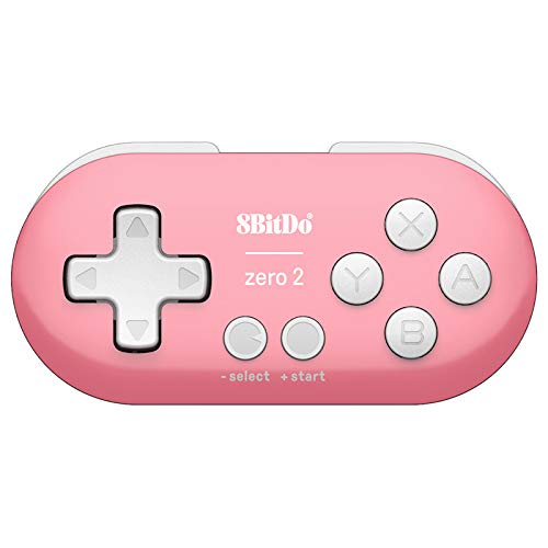 8Bitdo Zero 2 Mini Bluetooth Gamepad for Switch, Windows, Android, MacOS, Steam, Raspberry Pi (Pink) - Compact Controller for Gaming on the Go, Retro Gaming, and Multi-Platform Compatibility