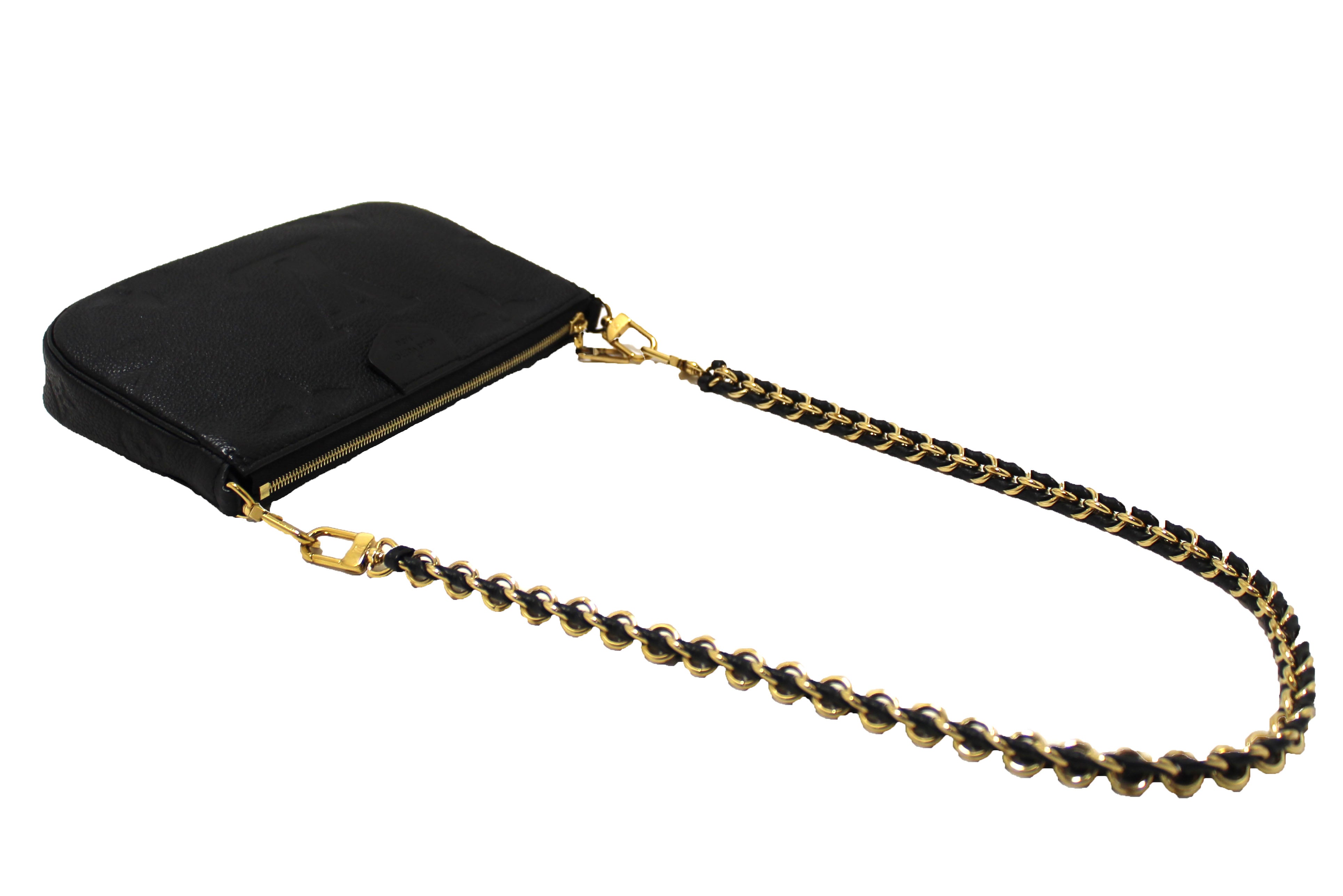 Authentic Louis Vuitton Black Monogram Empreinte Leather Pochette Shoulder Bag for Women | Luxury Crossbody Purse | Perfect for Date Night, Travel & Everyday Use