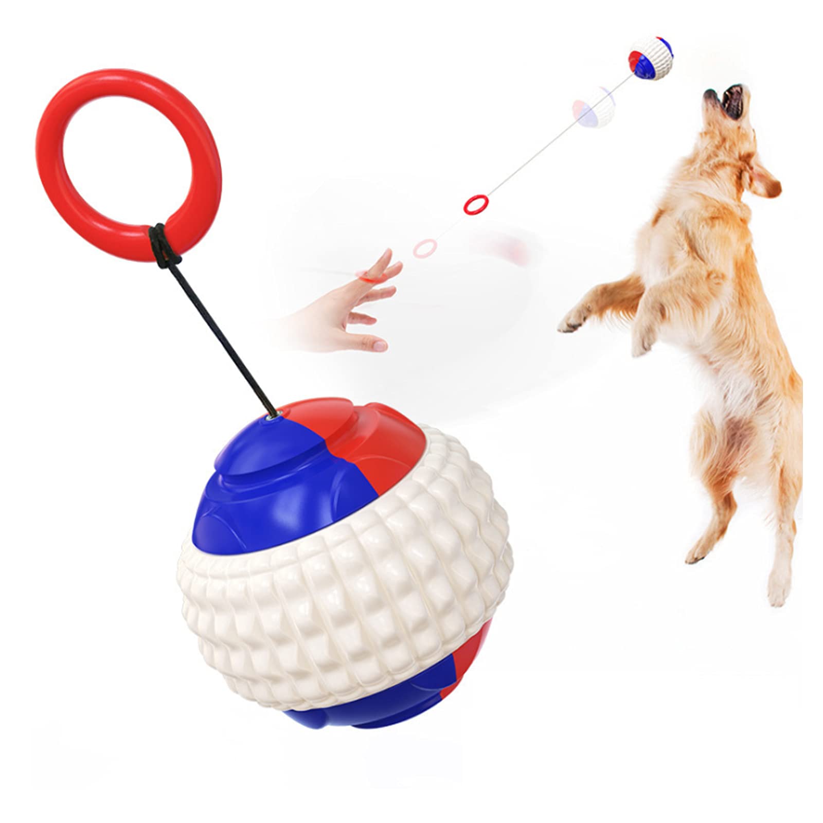 **WishLotus Durable Rubber Dog Toy Ball with Rope - Interactive Chew-Resistant Fetch & Training Toy for Outdoor Play, Molar Cleaning, and Aggressive Chewers - Perfect for Fetch, Tossing, and Bonding with Your Pet**