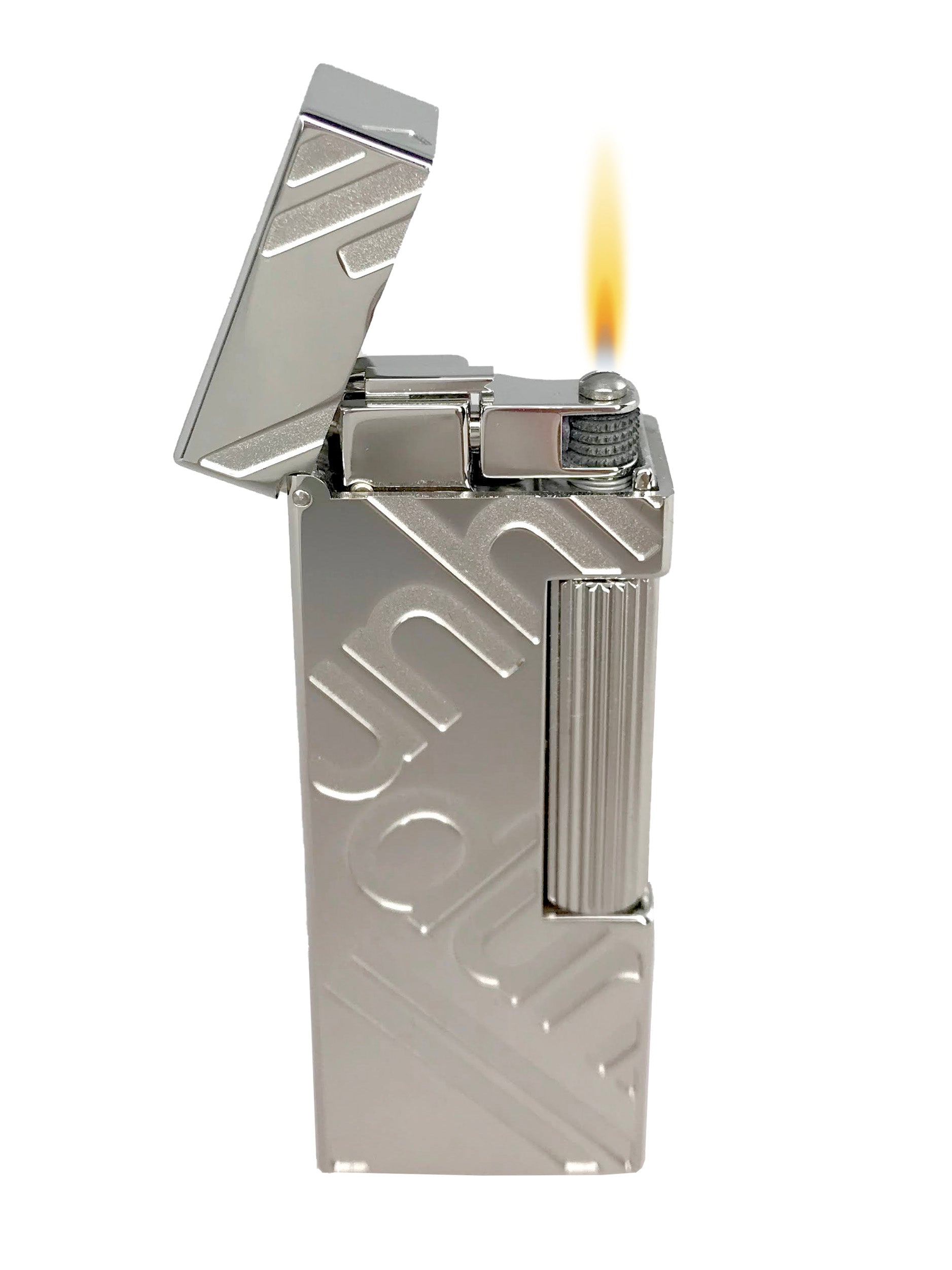 Dunhill Rollagas Canvas Palladium Plated Lighter - Premium Windproof Butane Lighter for Cigars, Cigarettes & Outdoor Use - Luxury Gift for Men & Collectors