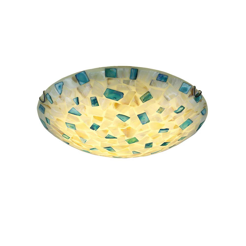 KWOKING Handmade Stained Glass Flush Mount Ceiling Light - 11.81