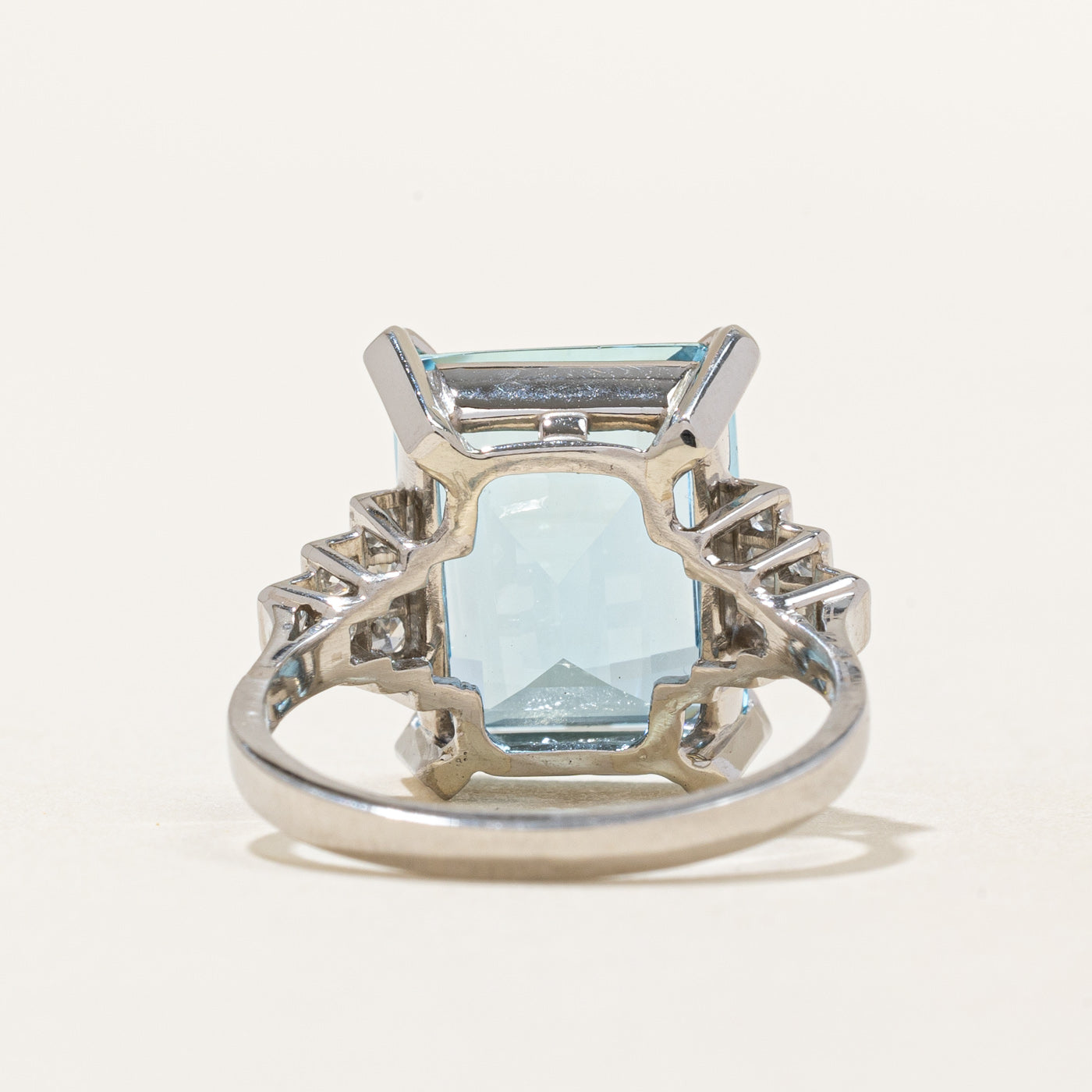Aquamarine and Diamond Cocktail Ring - 6.30ct Aquamarine with 0.18ctw Diamonds - Size 5.75 - Elegant Jewelry for Parties, Weddings & Special Occasions