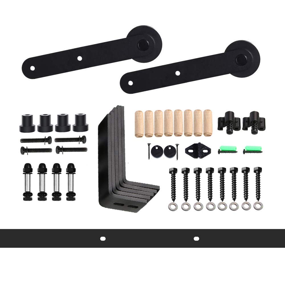 4-12FT Sliding Barn Door Hardware Kit - Ceiling Mount Style with 8FT Rails for 48