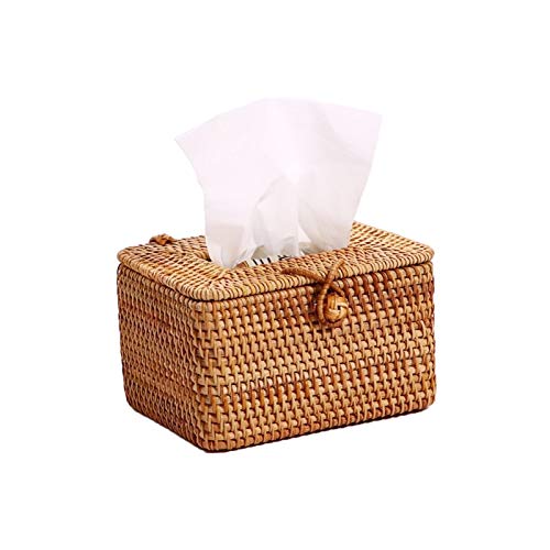 Large Capacity Elegant Handmade Rattan Tissue Box Holder | Premium Napkin Storage Container | Desktop Toilet Paper Dispenser for Home & Office | Durable Natural Material | Perfect for Living Room, Bathroom, Kitchen & Dining Table Decor (Color: 1)