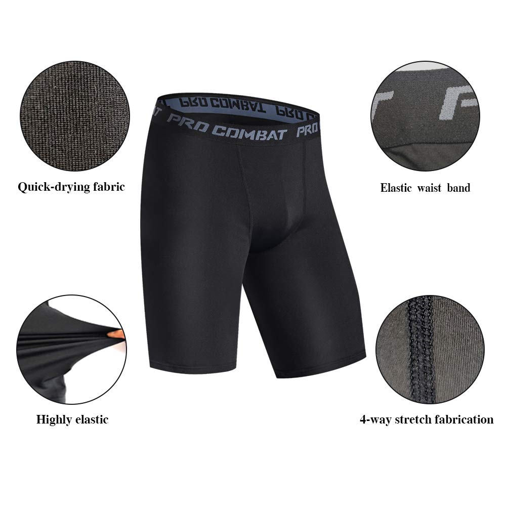 Men's Compression Shorts 3 Pack - Workout, Running & Training Quick Dry Athletic Shorts for Gym, Jogging & Sports Activities