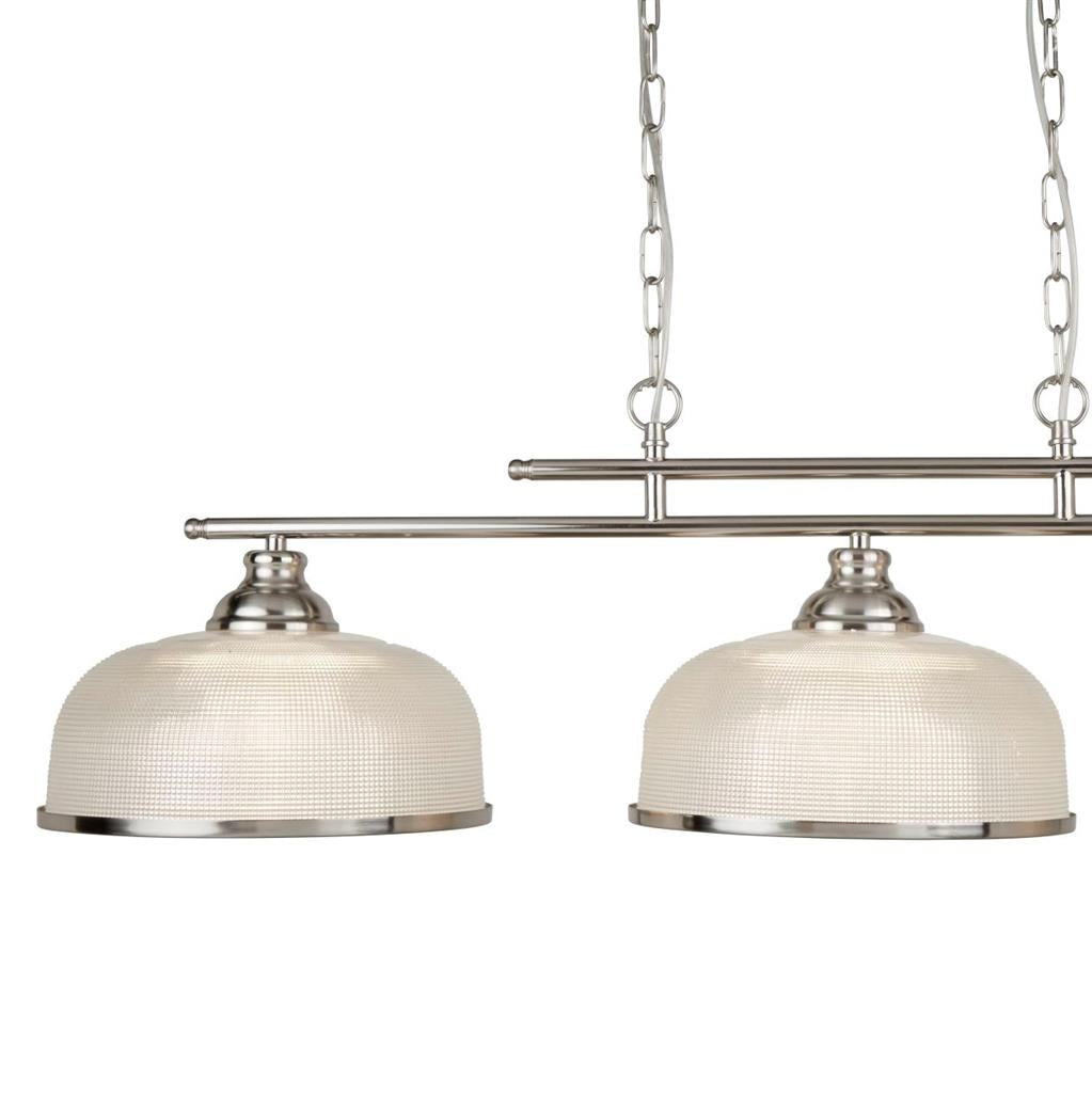 Bistro 2/3Lt Kitchen Light Fixture - Satin Silver/Antique Brass Finish - Modern Pendant Lighting for Dining Room, Island, Bar & Restaurant Decor