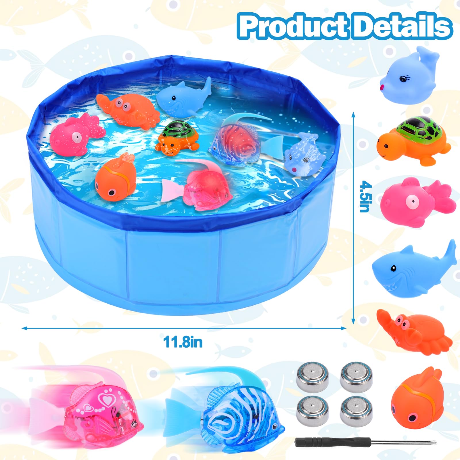 BABORUI Interactive Cat Pool Toy with Swimming Fish - Portable Water Play Toy for Indoor Cats | Summer Fun & Exercise for Bored Cats | Endless Self-Play in Bathtub, Backyard or Living Room