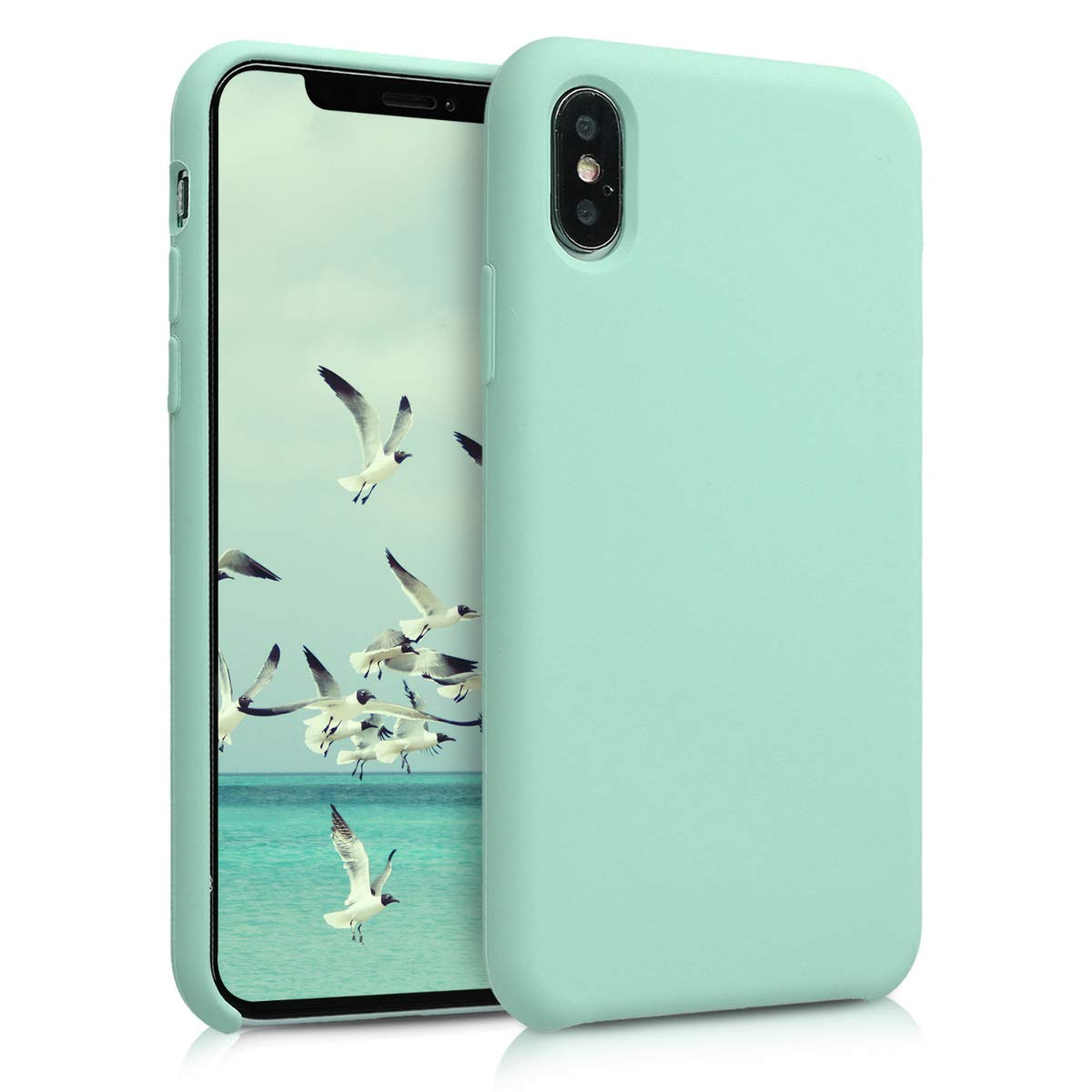 kwmobile TPU Silicone Case for Apple iPhone Xs - Soft Matte Finish Protective Phone Cover in Mint Green | Slim Fit, Shockproof & Scratch Resistant for Everyday Use