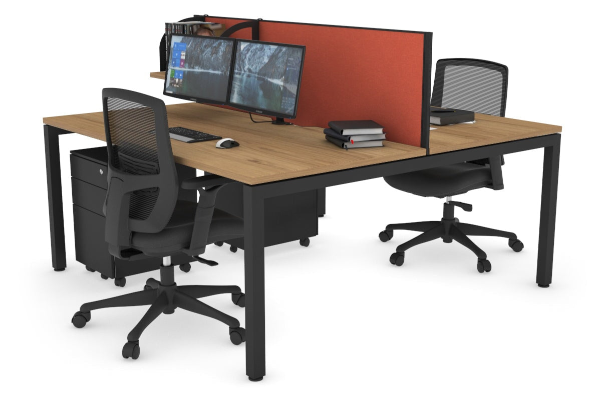 Quadro Square Legs 2 Person Office Workstation Desk - 1200L x 800W with Cable Management Scallop - Perfect for Shared Workspaces & Home Offices