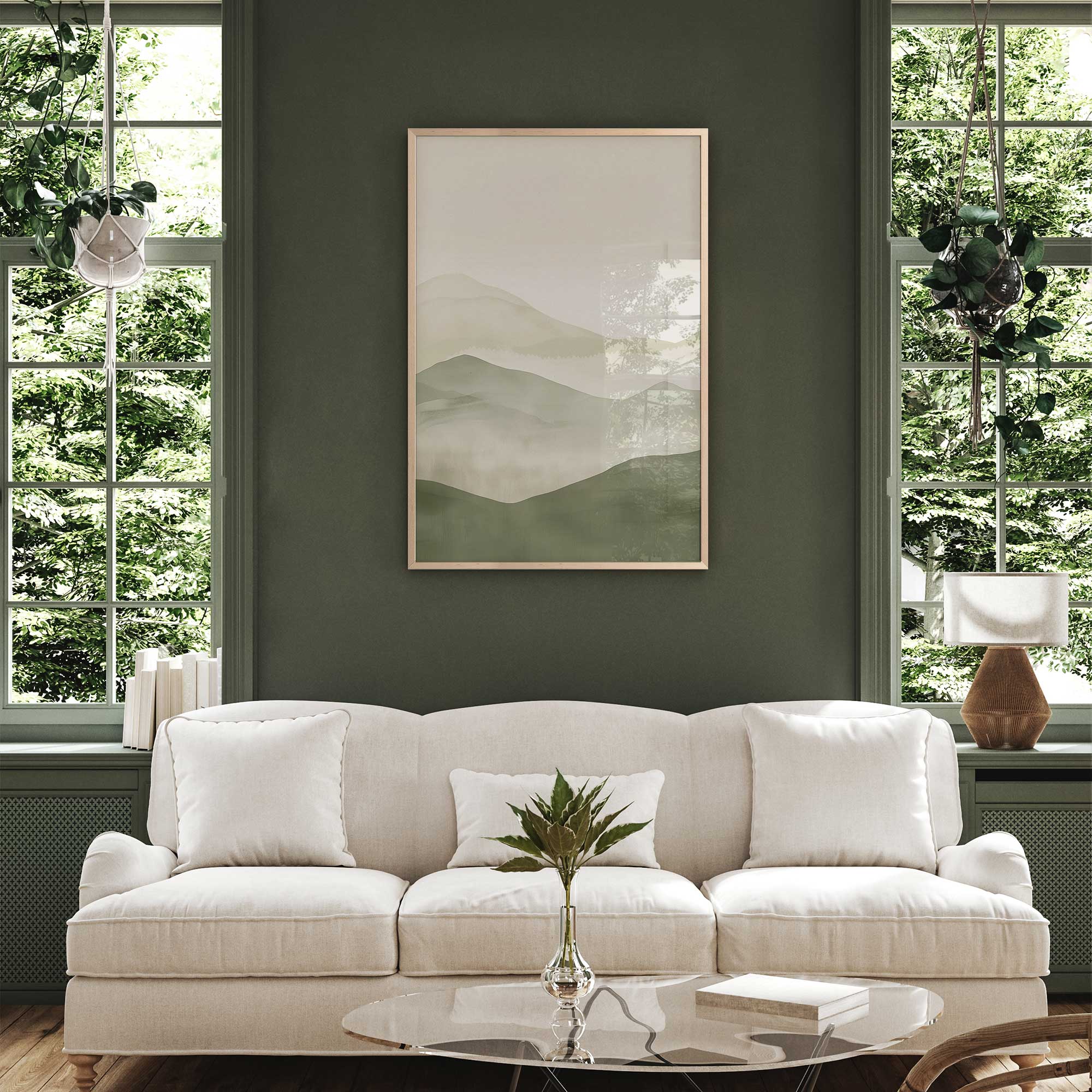 Green Aventurine Horizon Print Wall Art - Nature Inspired Spiritual Decor for Home, Office & Meditation Space