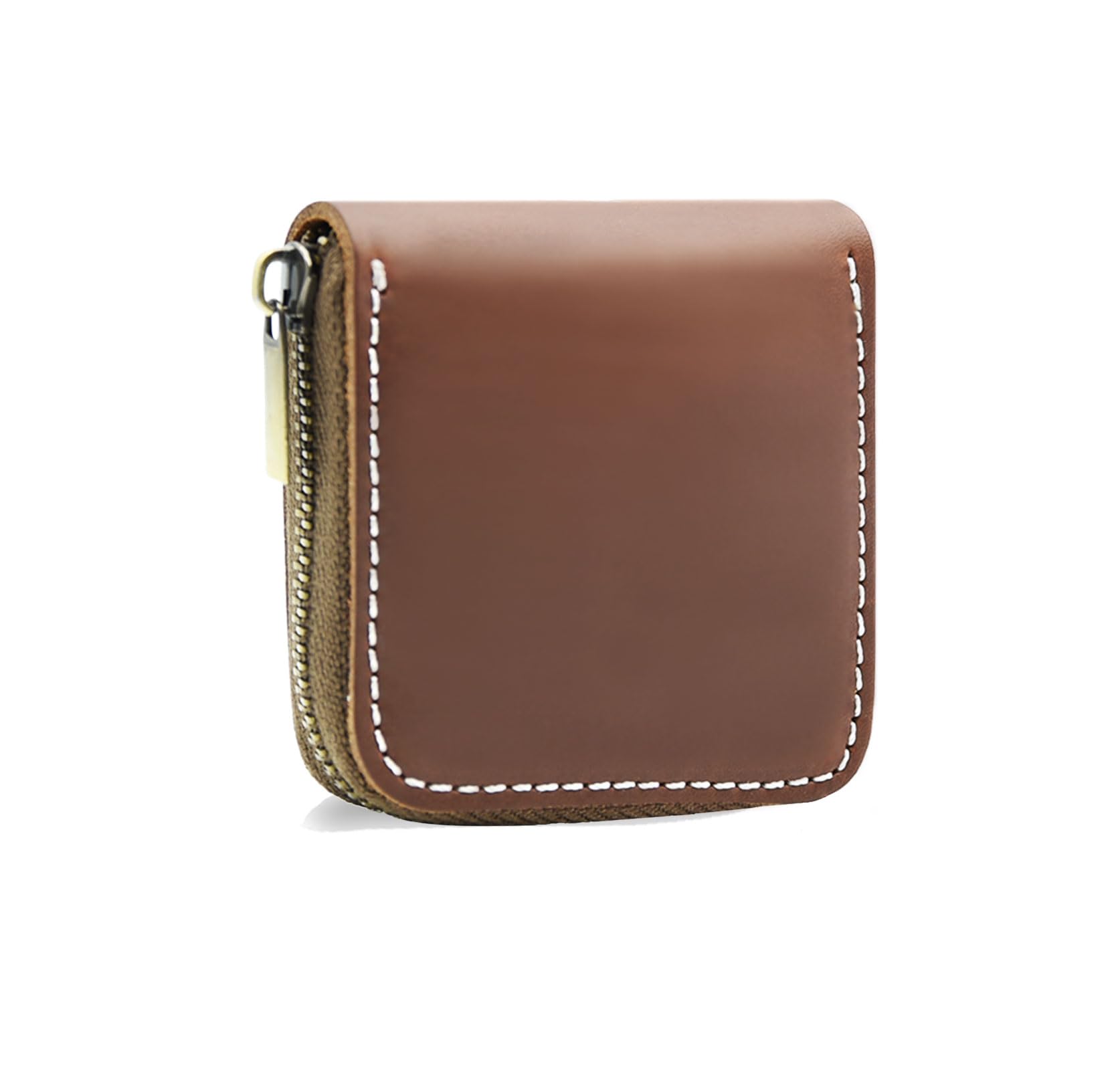 Vegan Leather Coin Purse with Zipper - Small Wallet for Men & Women - RFID Blocking Beaded Change Pouch for Cash, Cards & Coins | Perfect for Travel, Shopping & Everyday Use (Brown)