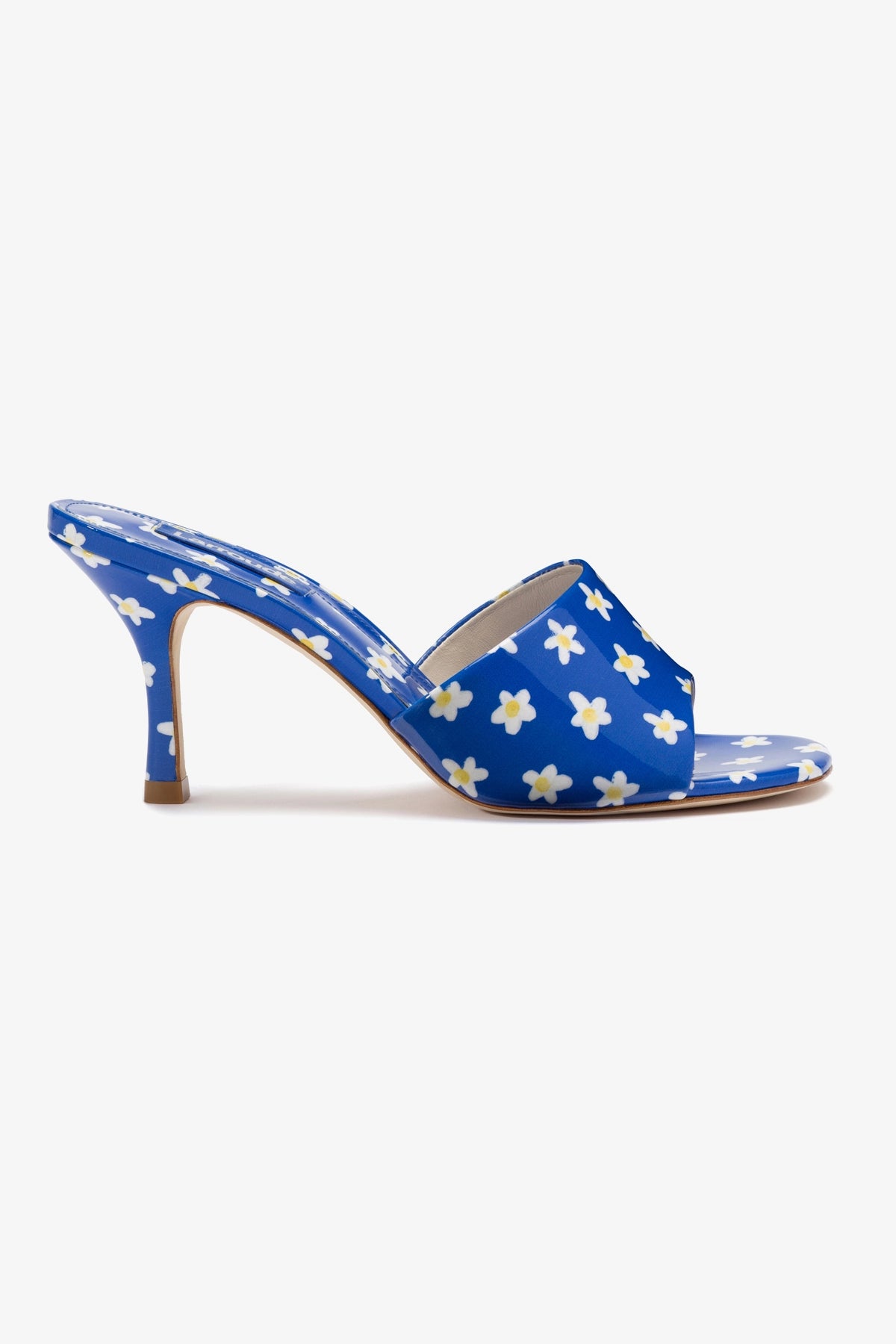 Colette Blue Floral Patent Leather Mules - Women's Fashion Shoes for Casual Wear, Office & Party Outfits