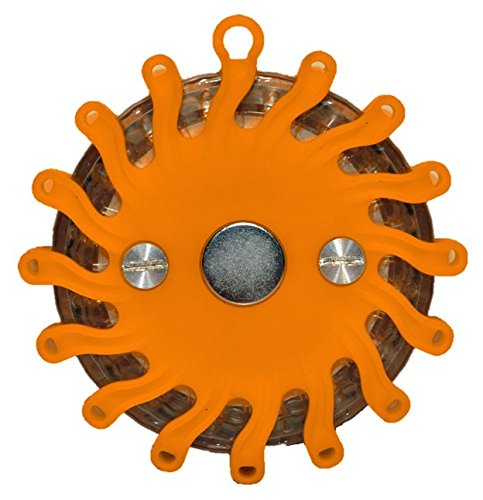 RPF16LM6 - 6-Pack Amber Rechargeable 9-Function Portable 16 LED Power Flare Roadside Emergency Magnetic Safety Lights - Perfect for Roadside Emergencies, Construction Zones & Vehicle Breakdowns