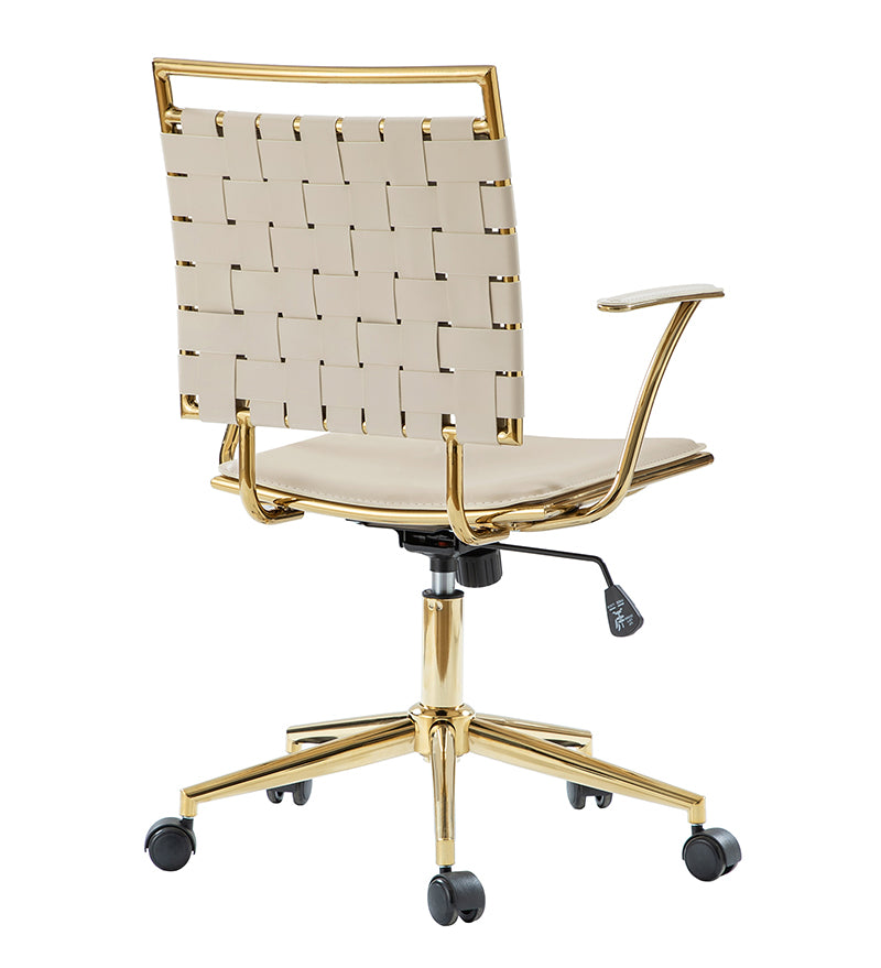 Amalia Modern Rattan Weaving Swivel Office Chair with Backrest - Ergonomic Desk Chair for Home Office, Study & Workspace