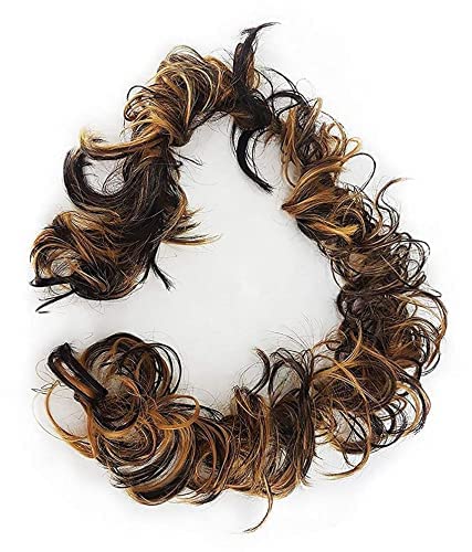 TJOM Frill Hair Extensions for Ponytail & Bun - Juda Maker Hairpiece (1 Pack, Golden Highlight) - Perfect for Parties, Weddings & Everyday Styling
