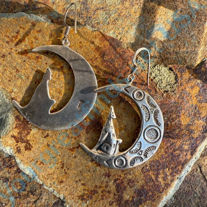 Sterling Silver Howling at the Moon Earrings for Women - Hypoallergenic Dangle Earrings - Perfect for Parties, Date Nights & Gifts