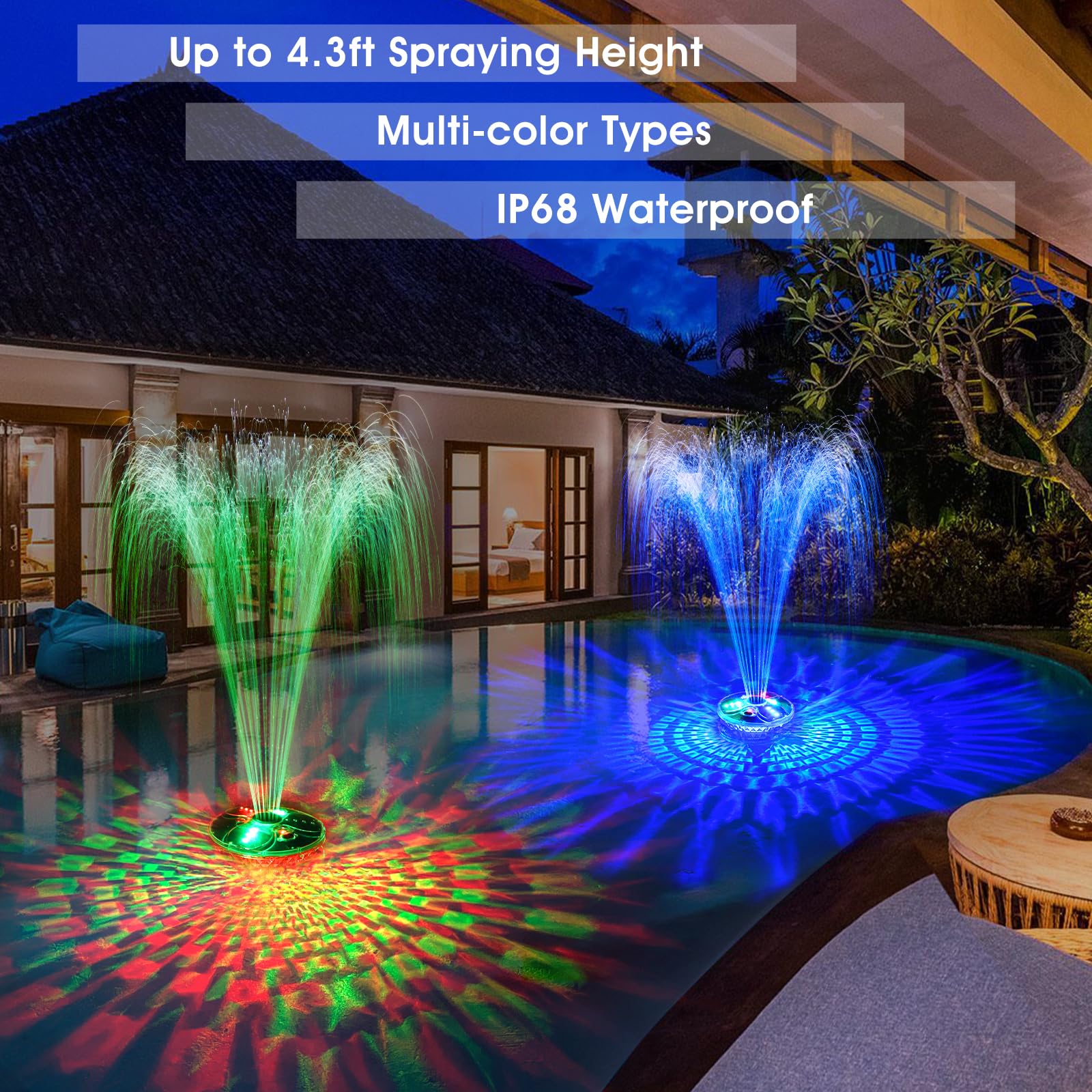 2025 Upgraded Rechargeable Floating Pool Fountain with Remote & LED Lights - Anchor Included for Above Ground & Inground Swimming Pools - Perfect for Backyard Parties, Night Swimming & Pool Decor (Purple, 1PC)