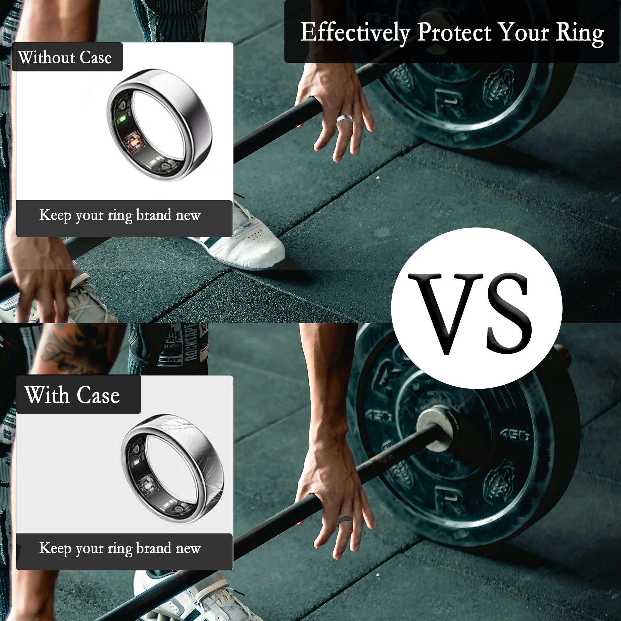 Oura Ring Gen 3 Silicone Protective Cover - Anti-Scratch Elastic Case for Gym & Workout Protection (Black/Transparent/Pink) - Size M Fits 11-13 - Perfect for Fitness, Running & Daily Wear - Smart Ring Not Included