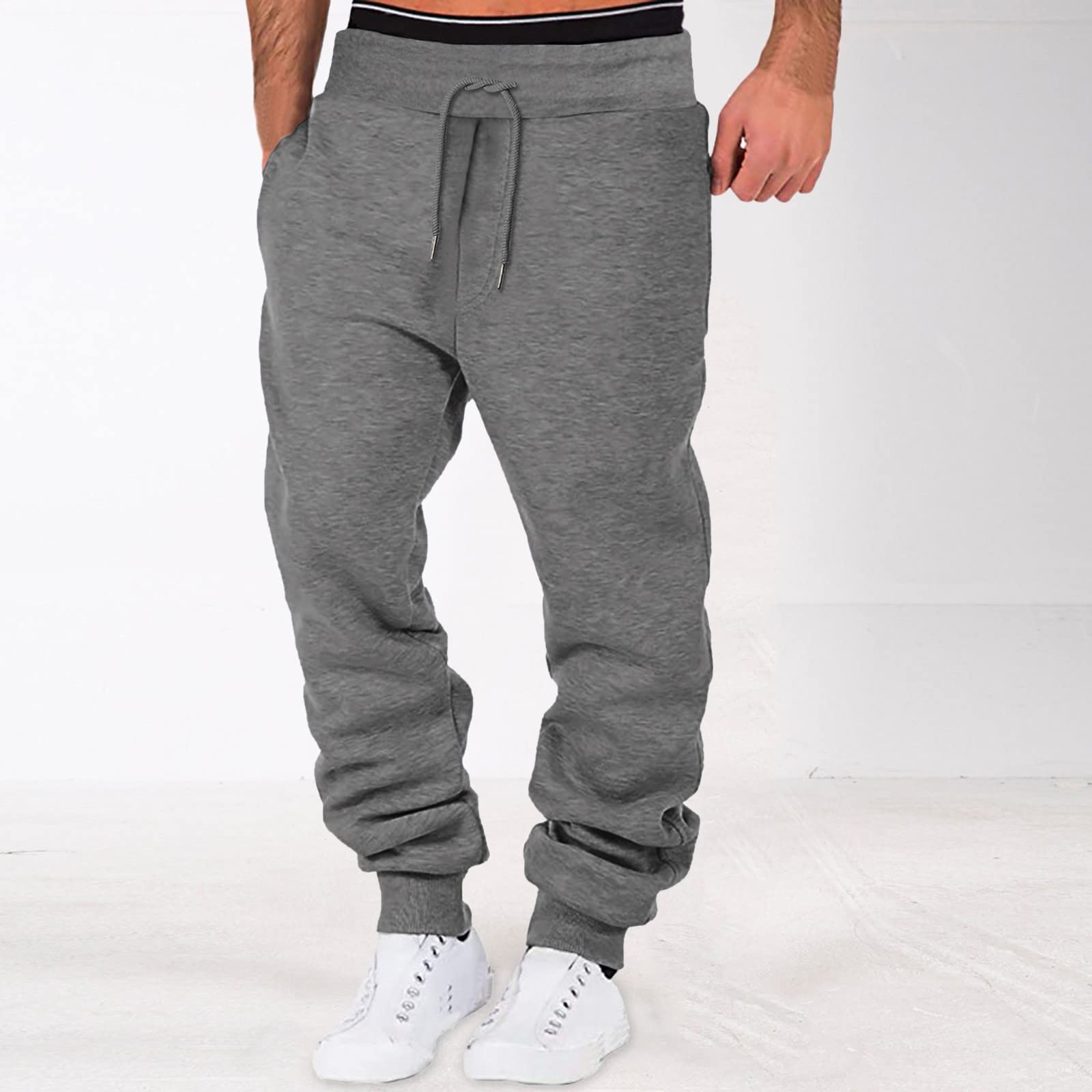 LCMTWX Men's Jogger Pants - Elastic Waist Casual Sweatpants with Pockets for Jogging, Sports & Lounge Wear - Comfortable Athletic Pants for Running, Gym & Everyday Use