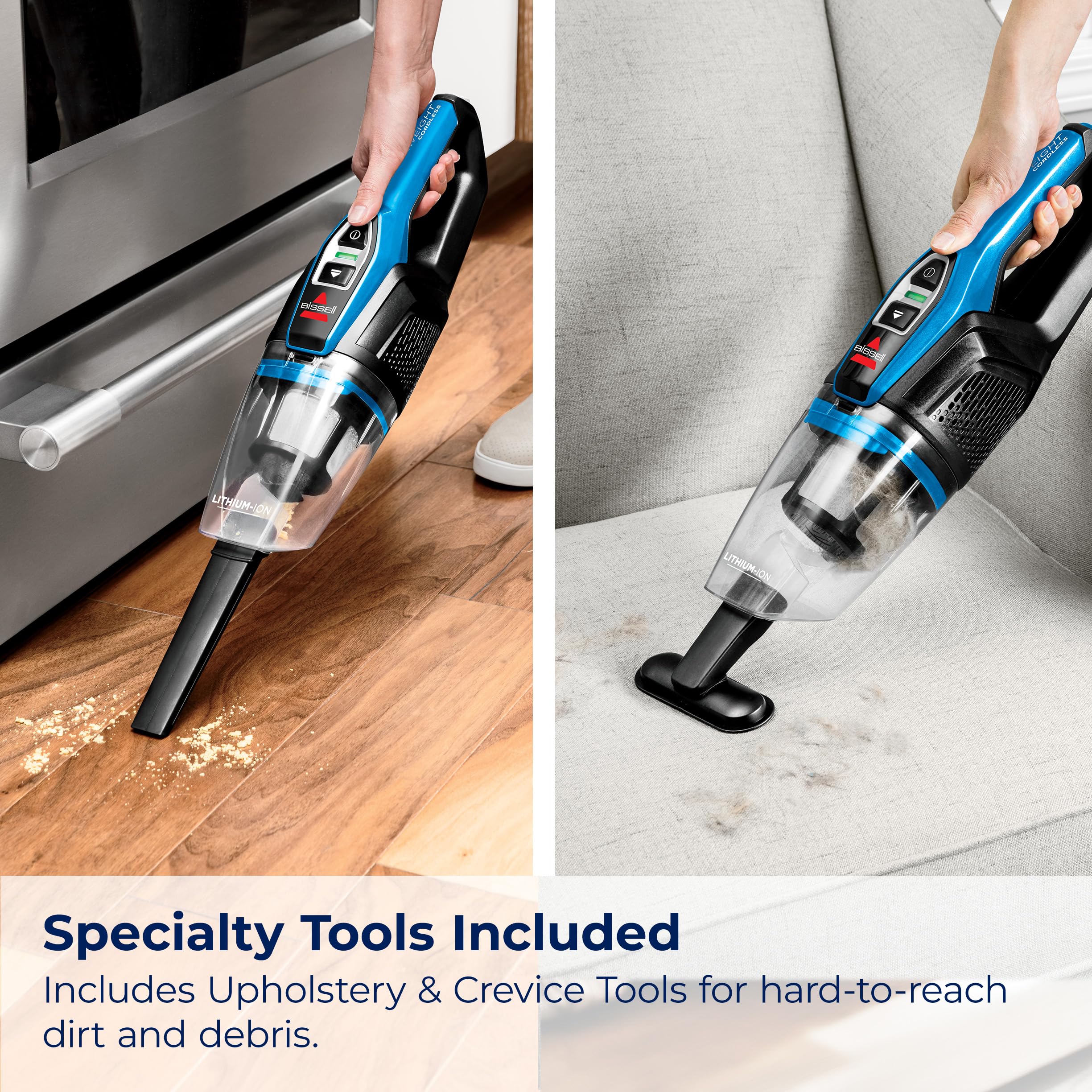 Bissell 3061 Featherweight Cordless Stick Vacuum Cleaner - Lightweight, Self-Standing, Electric Blue & Black - Perfect for Hard Floors, Carpets, Pet Hair, and Quick Cleanups