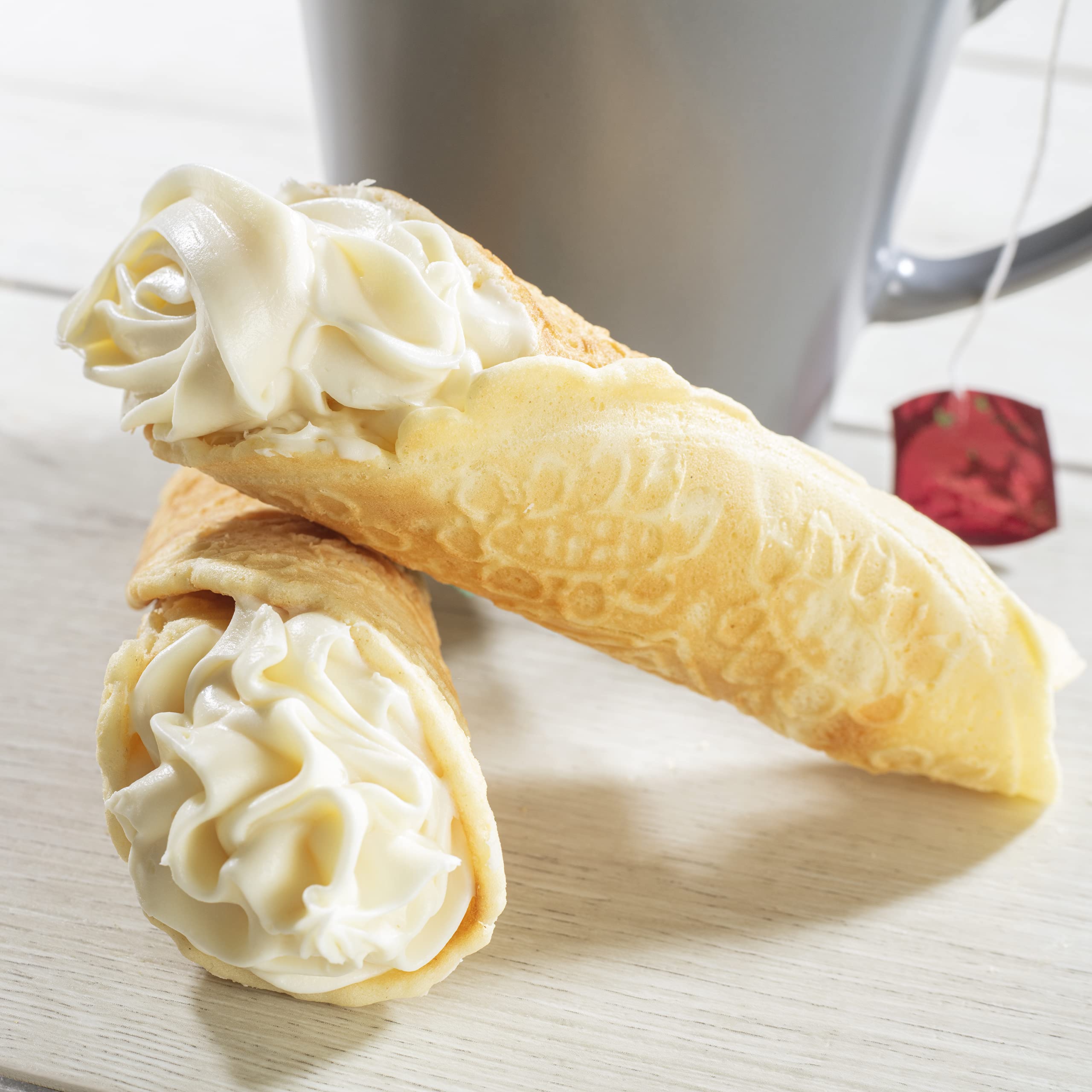 MasterChef Krumkake Baker - Electric Nonstick Iron Press for Homemade Pizzelle Cookies, Cannoli Shells & Waffle Cones - Perfect for Holiday Gifts, Family Baking & Italian Dessert Making