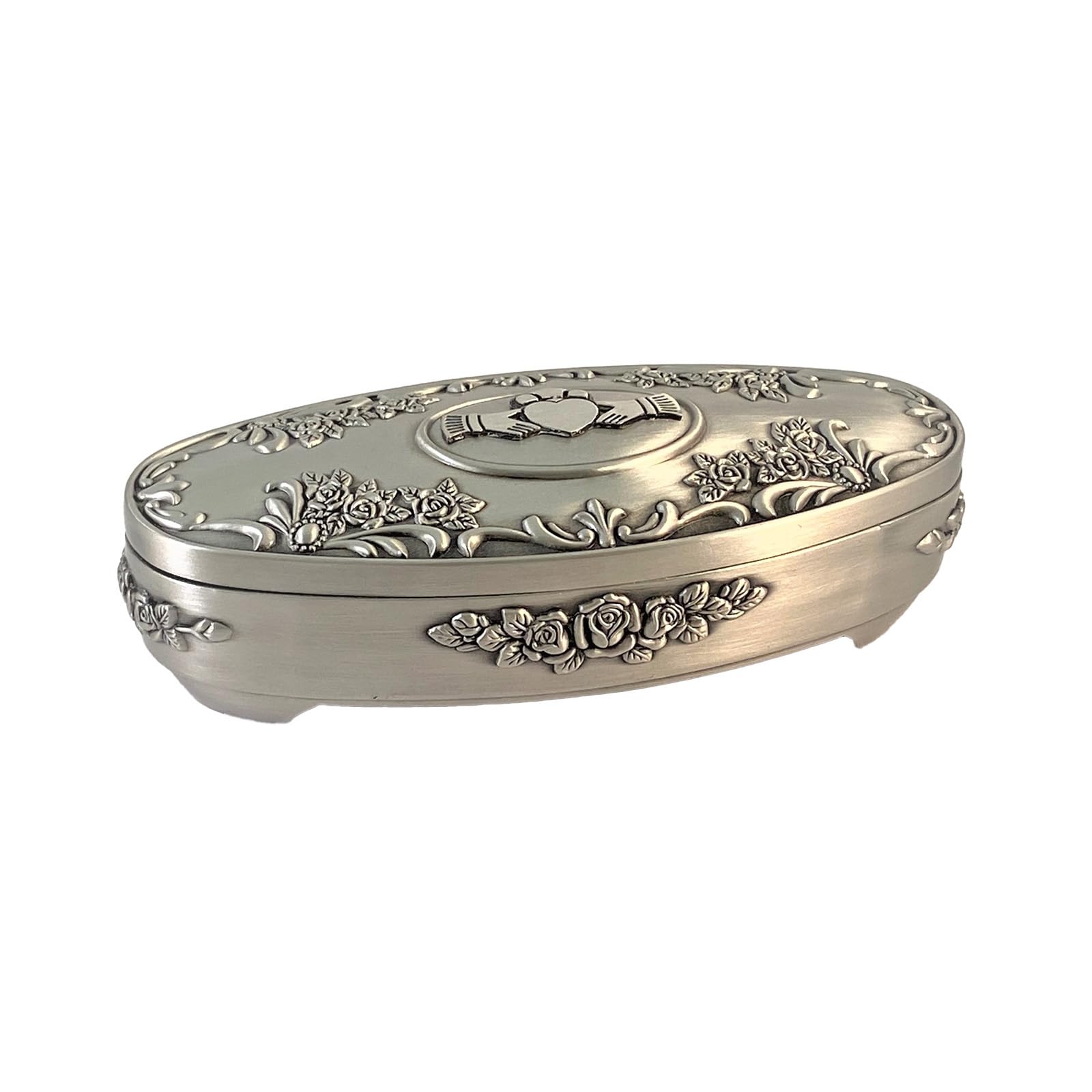 Claddagh Jewelry Box - Large Oval Wooden Ring & Earring Organizer for Women | Perfect for Travel, Gift Giving & Home Storage