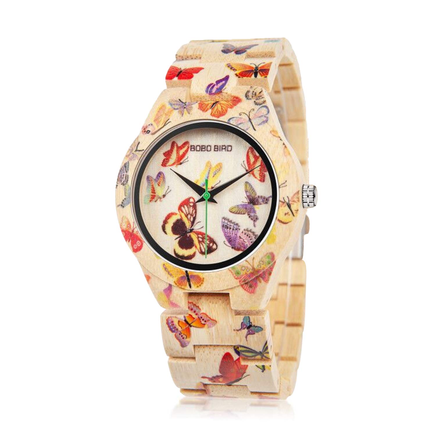 BOBO BIRD Women's Bamboo Wood Watch - Handmade Butterfly Engraved Casual Wristwatch for Women - Perfect for Everyday Wear, Office & Outdoor Activities