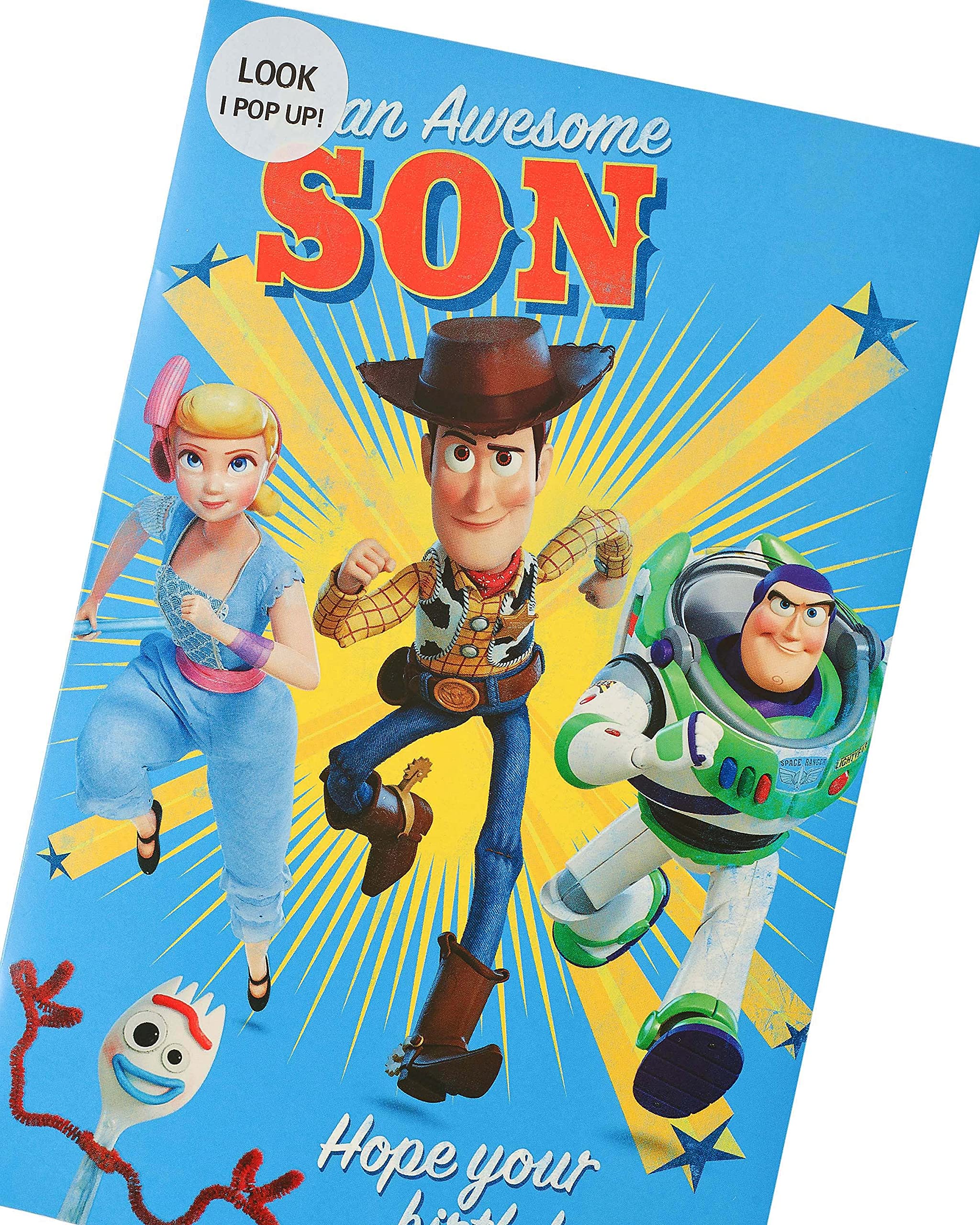 Toy Story 4 Birthday Card for Son - Disney Themed Kids Greeting Card with Gift Card Holder - Perfect for Son's Birthday, Disney Fans & Toy Story Lovers