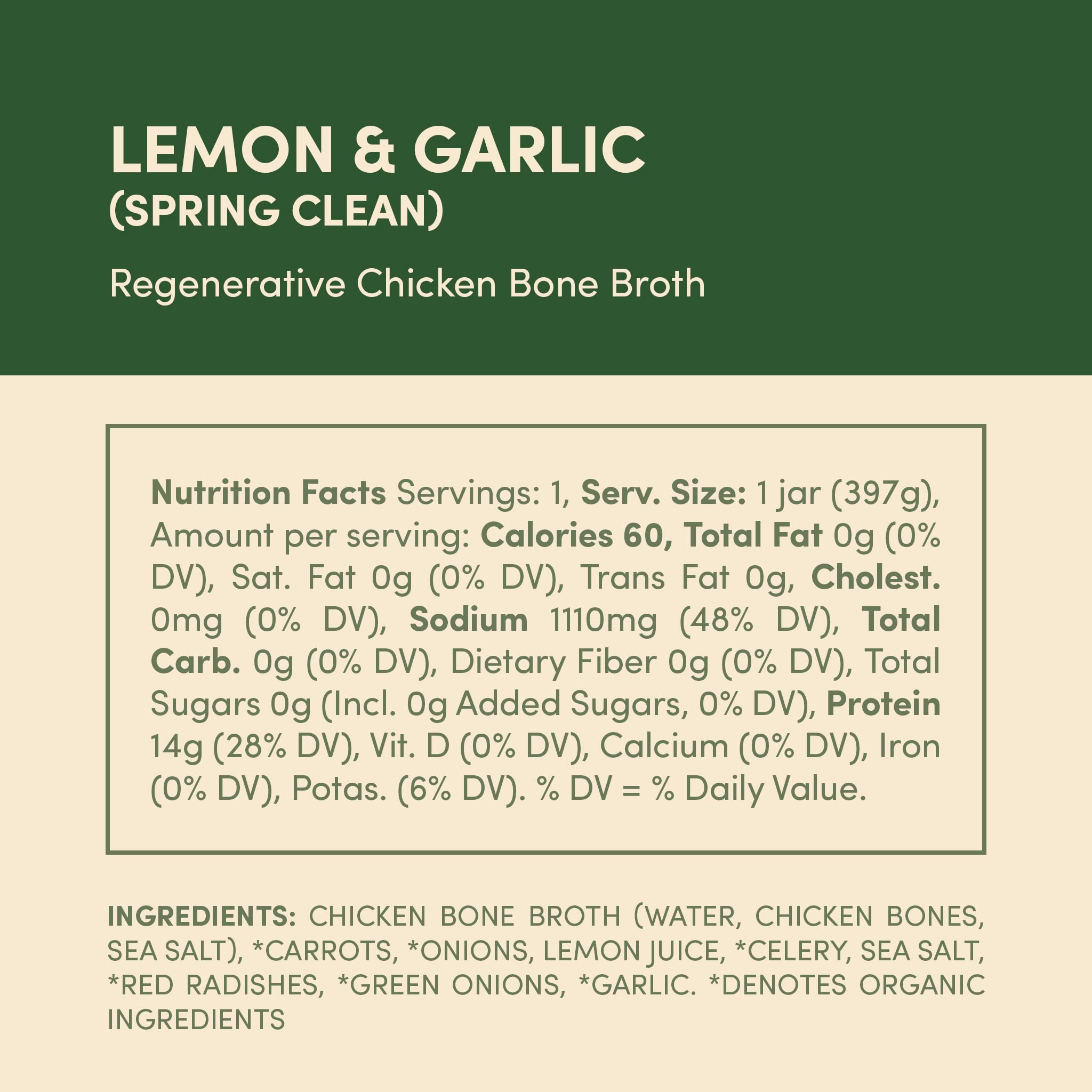 Organic Lemon & Garlic Infused FOND Pasture-Raised Regenerative Chicken Bone Broth - Keto, Paleo & Gut Health Support for Soups, Stews & Wellness Drinks