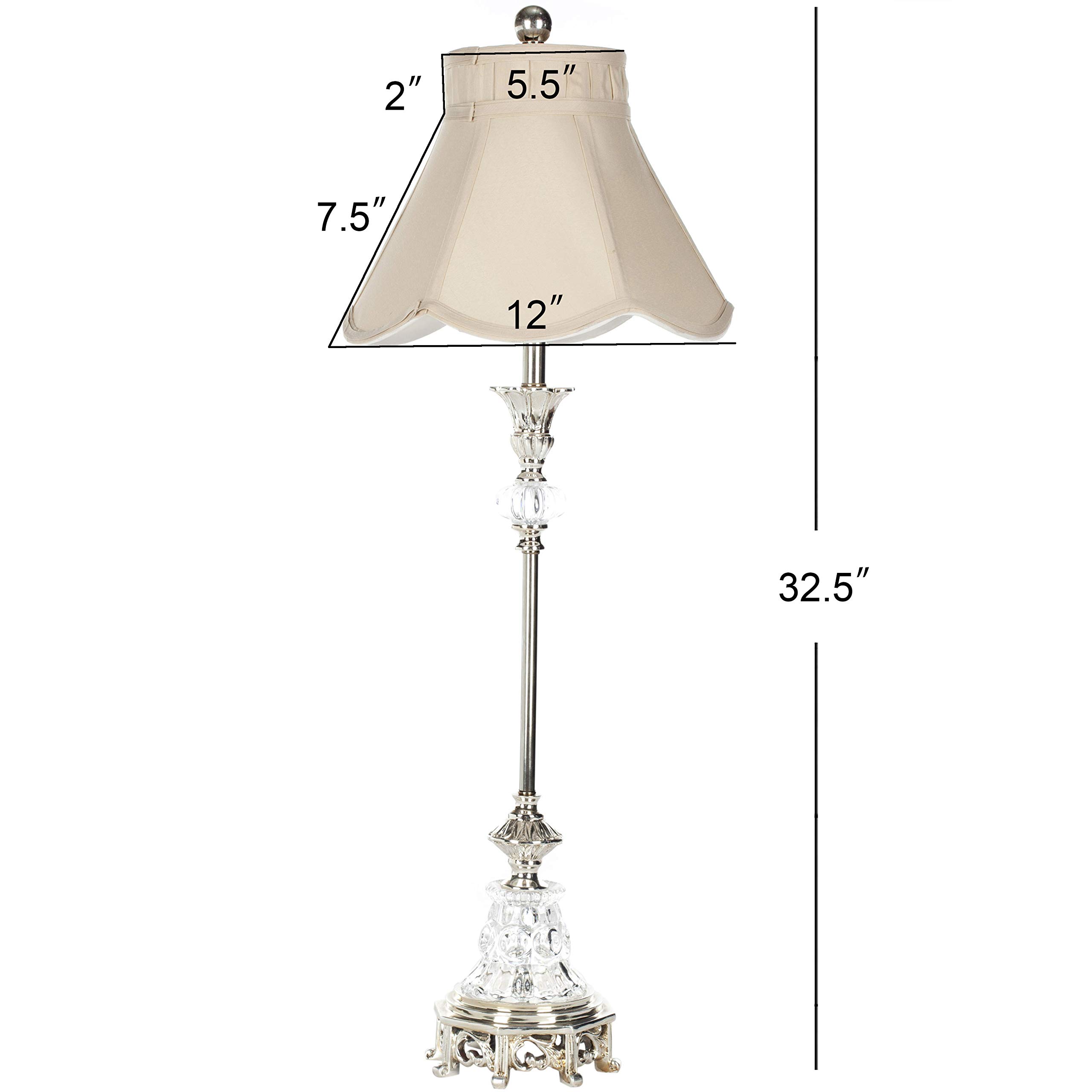 SAFAVIEH Arianna Shabby Chic Glass Candlestick Table Lamp Set of 2 - 33 Inch Height, LED Bulbs Included - Perfect for Bedroom, Living Room, Home Office & Nightstand Decor
