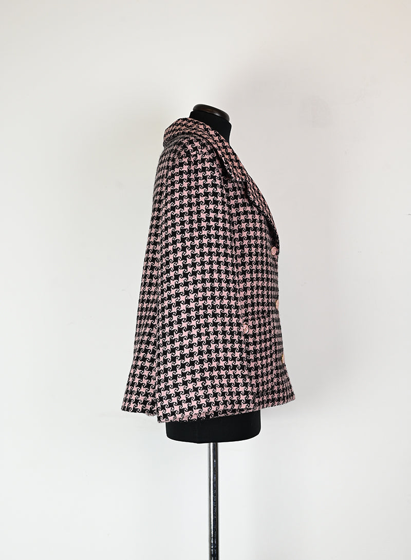 Gucci Pink and Black Pied de Poulle Jacket Size 44 - Luxury Women's Blazer for Office, Party & Formal Events