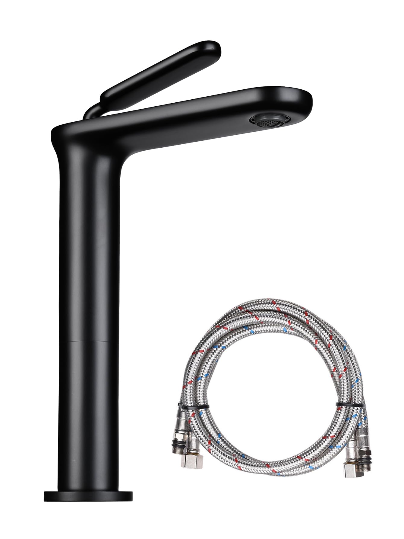 Aquaterior Matte Black Single Handle Bathroom Vessel Sink Faucet - NSF/ANSI 61 Certified, Non-Lead Commercial Faucet for RV, Lavatory & Vanity Sinks - Perfect for Modern Homes, Hotels & Restrooms