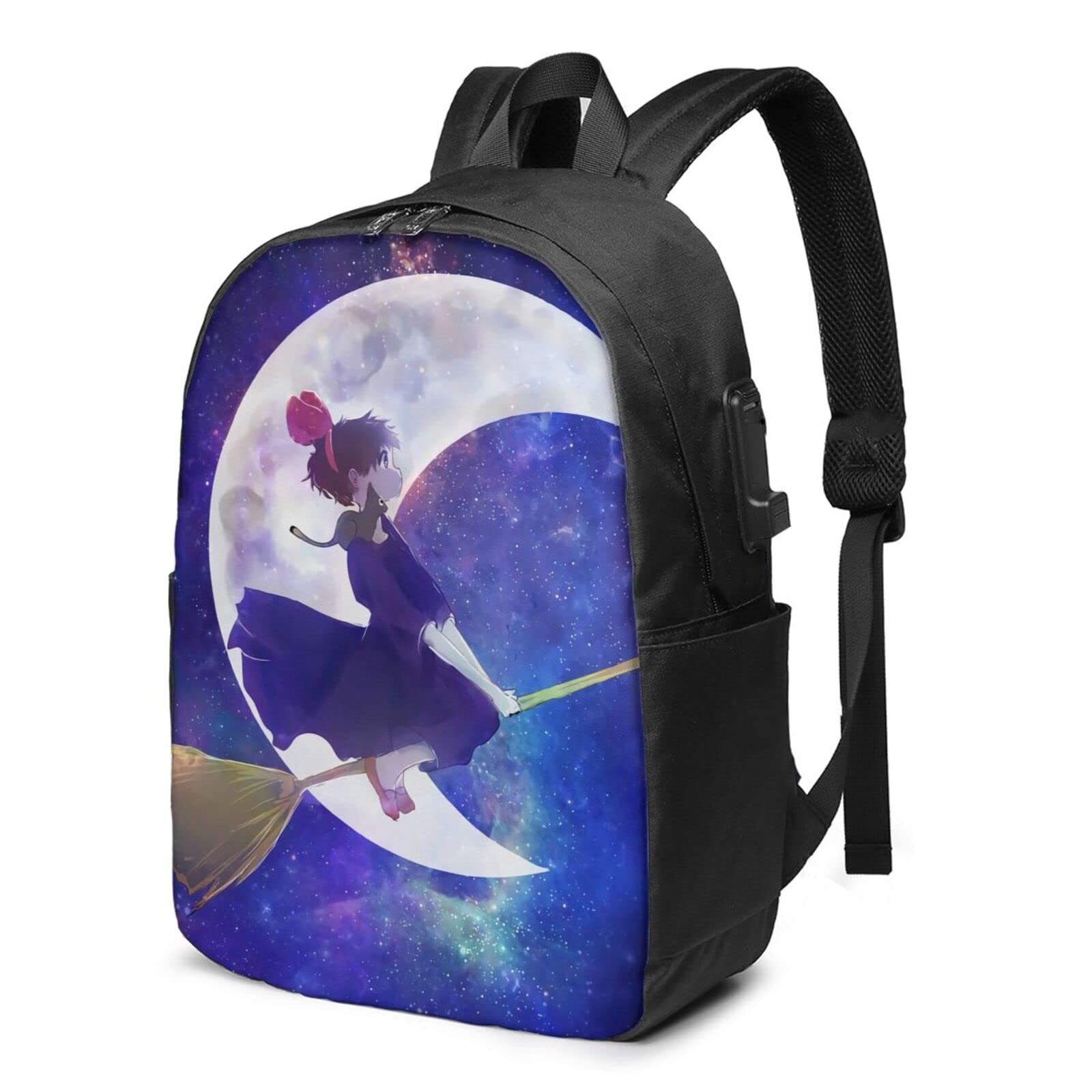 Kiki's Delivery Service Anime Laptop Backpack with USB Charging Port - Cute Studio Ghibli School Backpack for College, Office & Travel - Perfect for Cosplay, Anime Conventions & Everyday Use