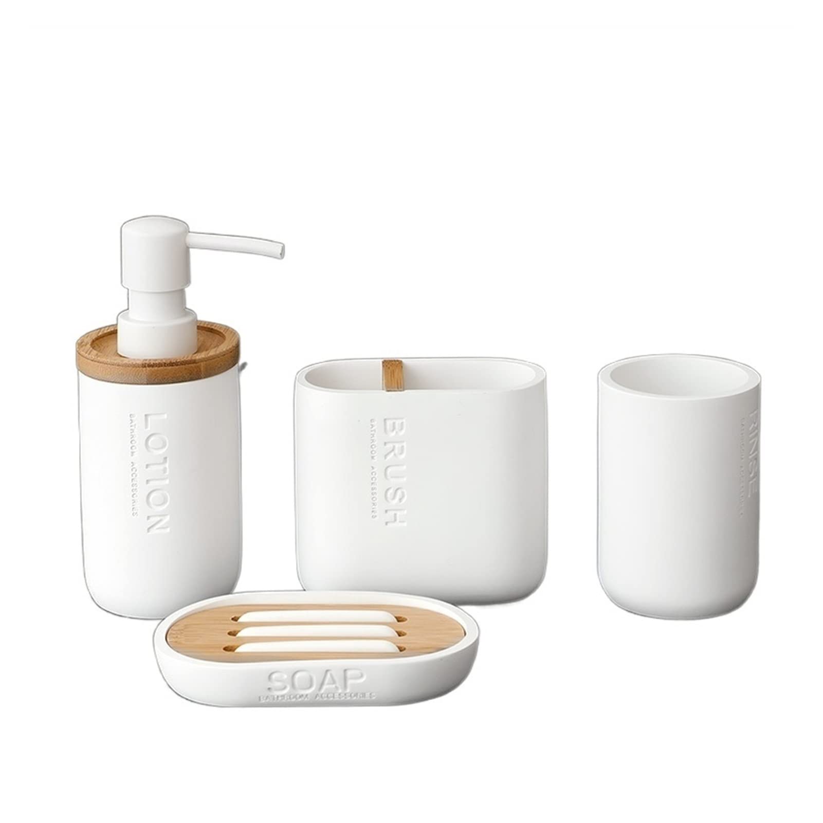 TOMYEUS 4-Piece Bathroom Accessories Set - Black & White Resin Soap Dispenser, Toothbrush Holder, Tumbler & Soap Dish - Refillable Liquid Hand Soap Dispenser for Modern Bathroom, Kitchen & Guest Washroom Decor