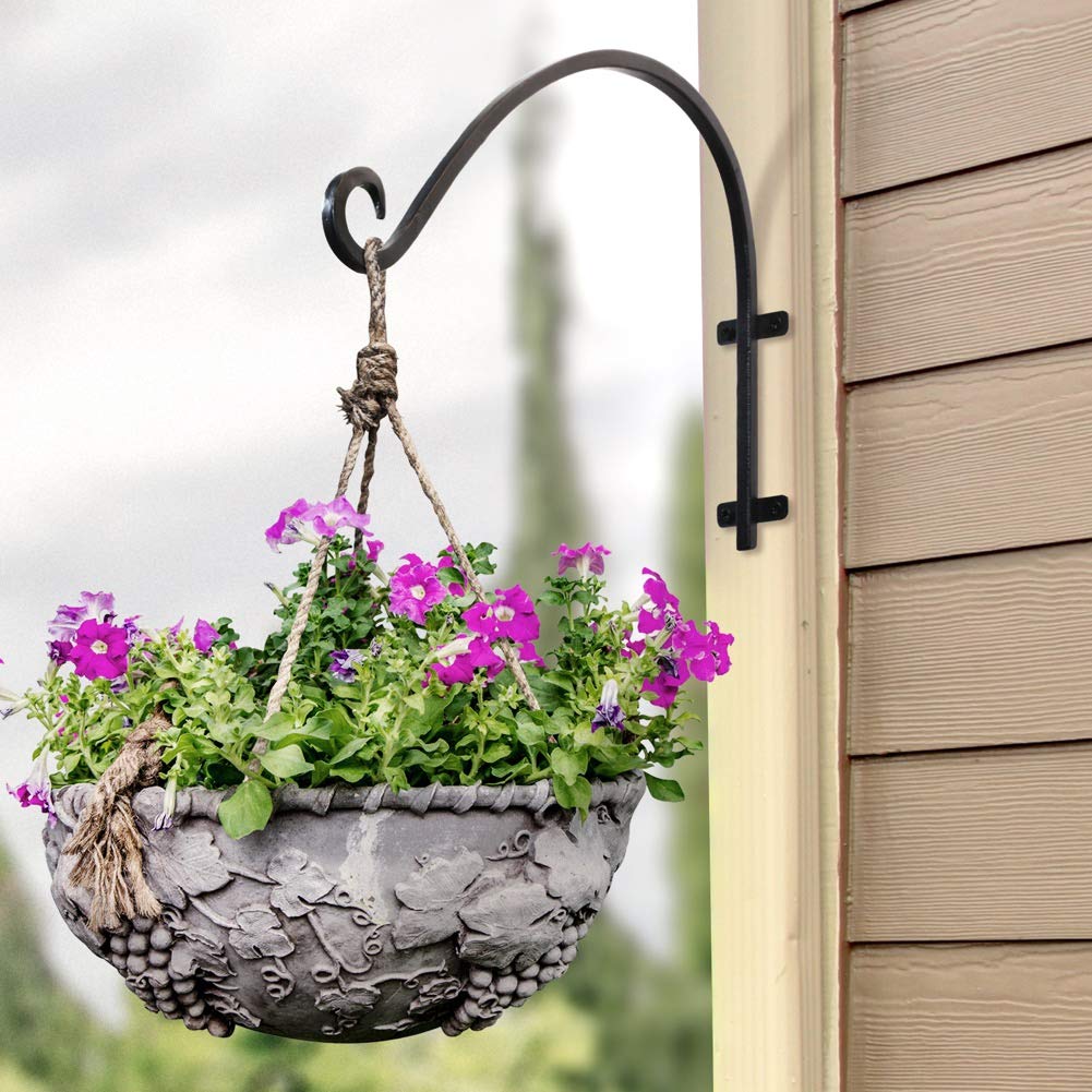 16-Inch Heavy Duty Metal Plant Hanger Bracket - Outdoor Wall Hook for Hanging Flower Baskets & Bird Feeders | Perfect for Garden, Patio, and Balcony Decor
