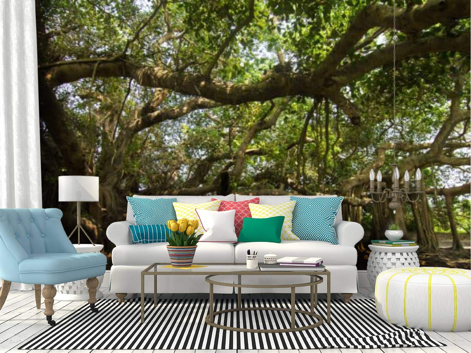Banyan Tree Peel and Stick Wallpaper - Self Adhesive Removable Vinyl Wall Mural for Home Decor | Large Wall Sticker, Shelf Paper | Perfect for Living Room, Bedroom & Nursery