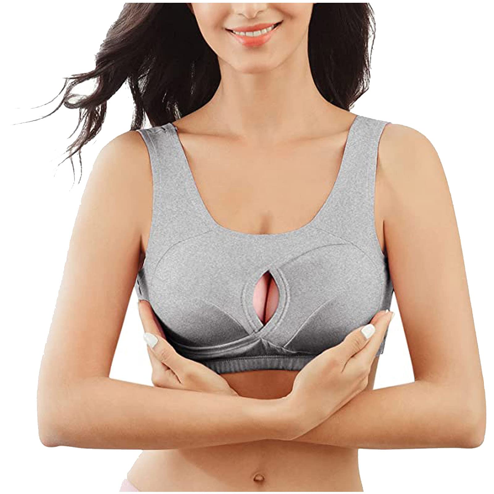 Toyy Women's Sports Bra - 1 Pack Breathable Yoga Sleep Bra with Beauty Back Design, Hollow Gathered Fitness Top for Workout & Lounge Wear | Perfect for Gym, Yoga, Running & Everyday Comfort