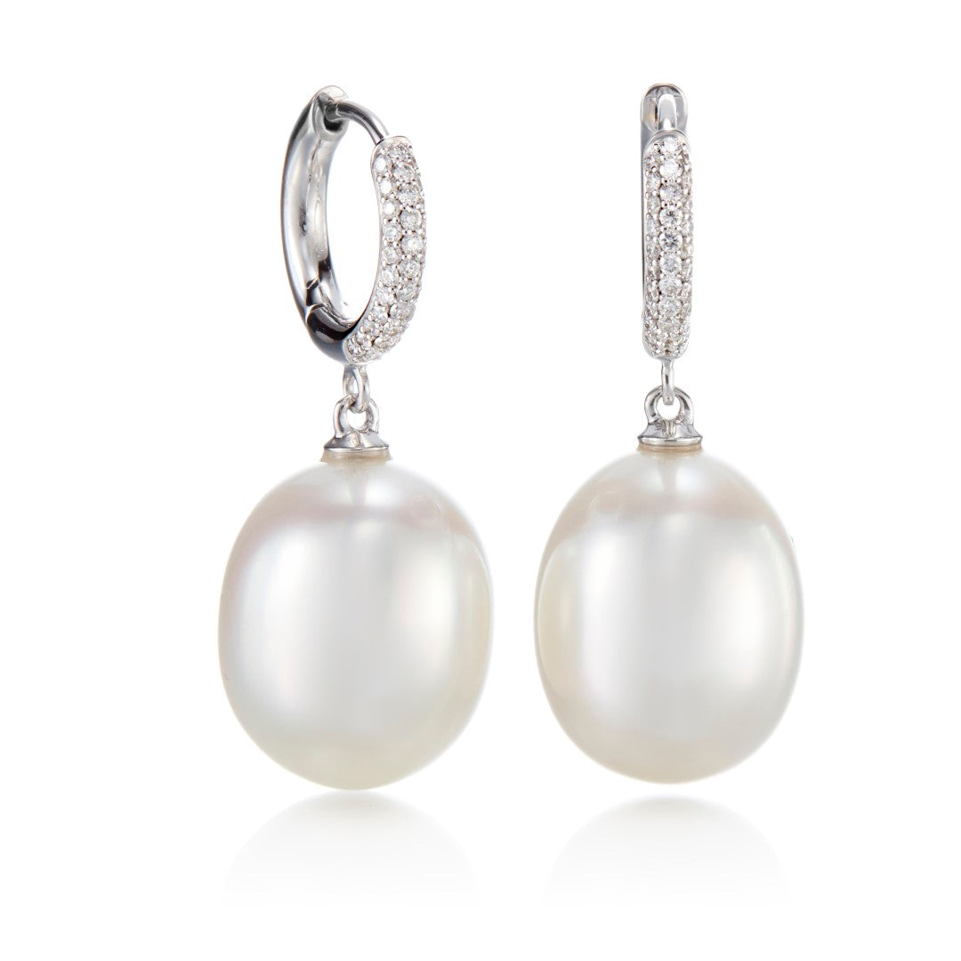 Exquisite South Sea Pearl & Diamond Chelsea Earrings for Women – Elegant Gift for Weddings, Parties & Special Occasions